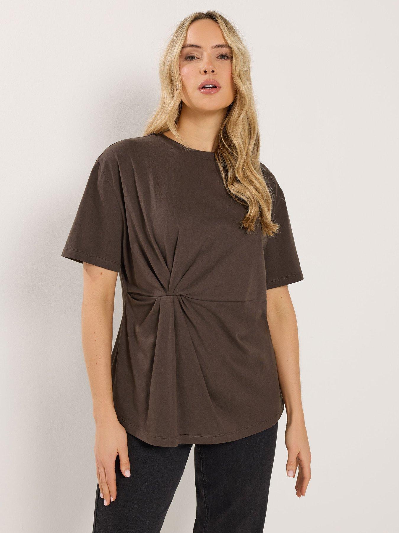 Long Tall Sally Twist Front T-Shirt - Brown