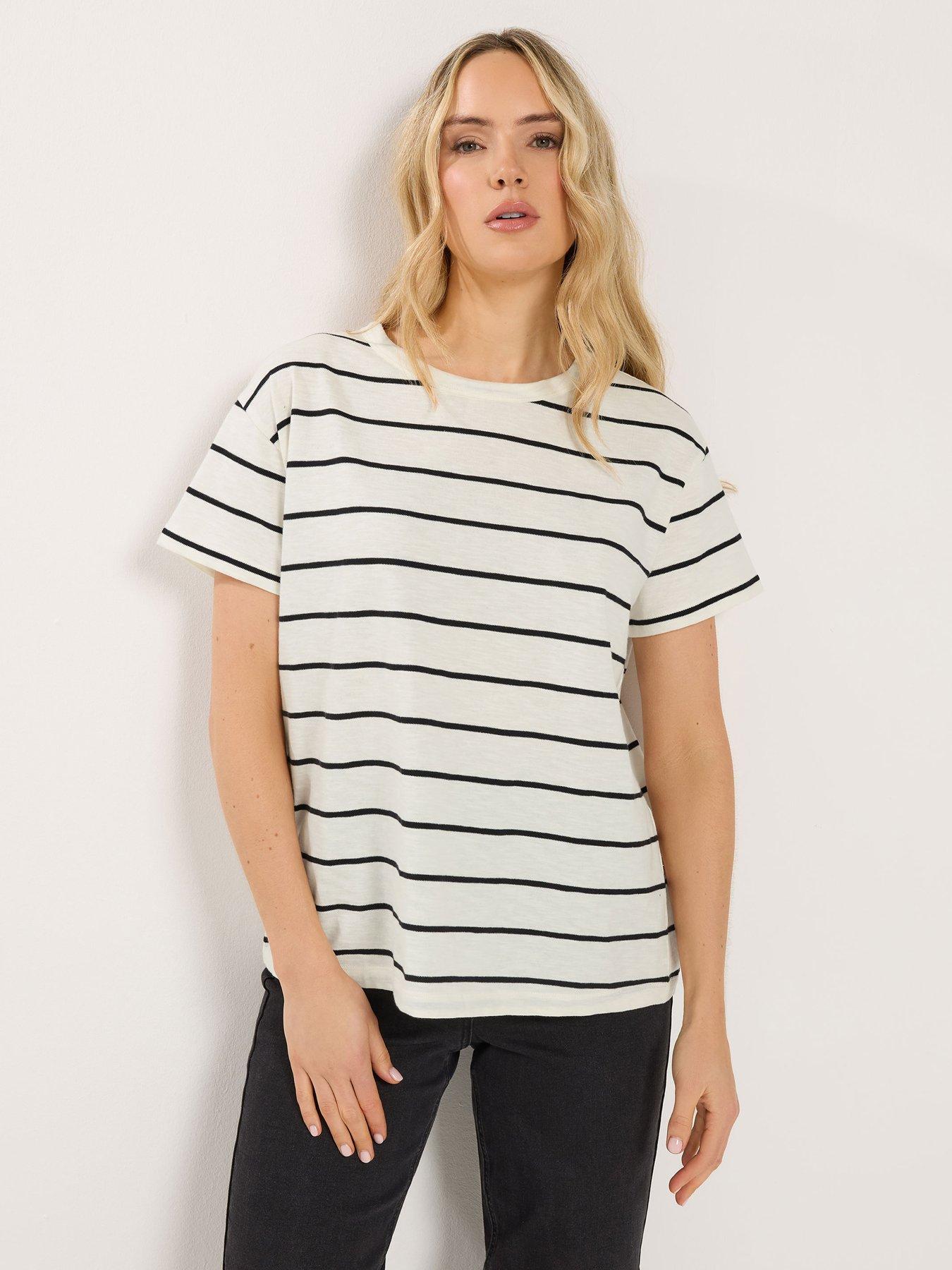 Image 1 of 5 of Long Tall Sally Zig Zag Stripe T-Shirt - White