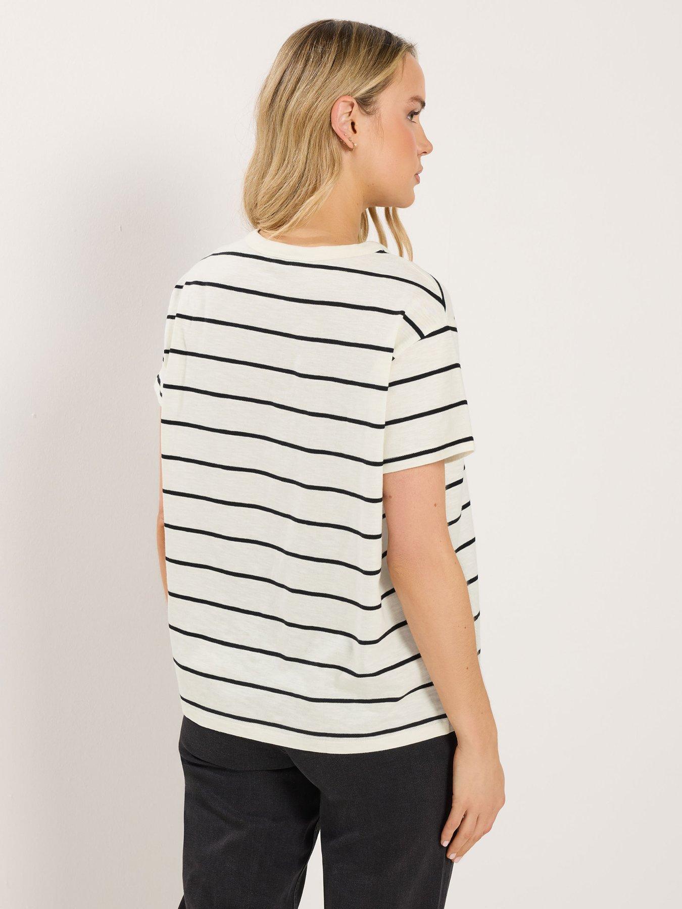 Image 2 of 5 of Long Tall Sally Zig Zag Stripe T-Shirt - White
