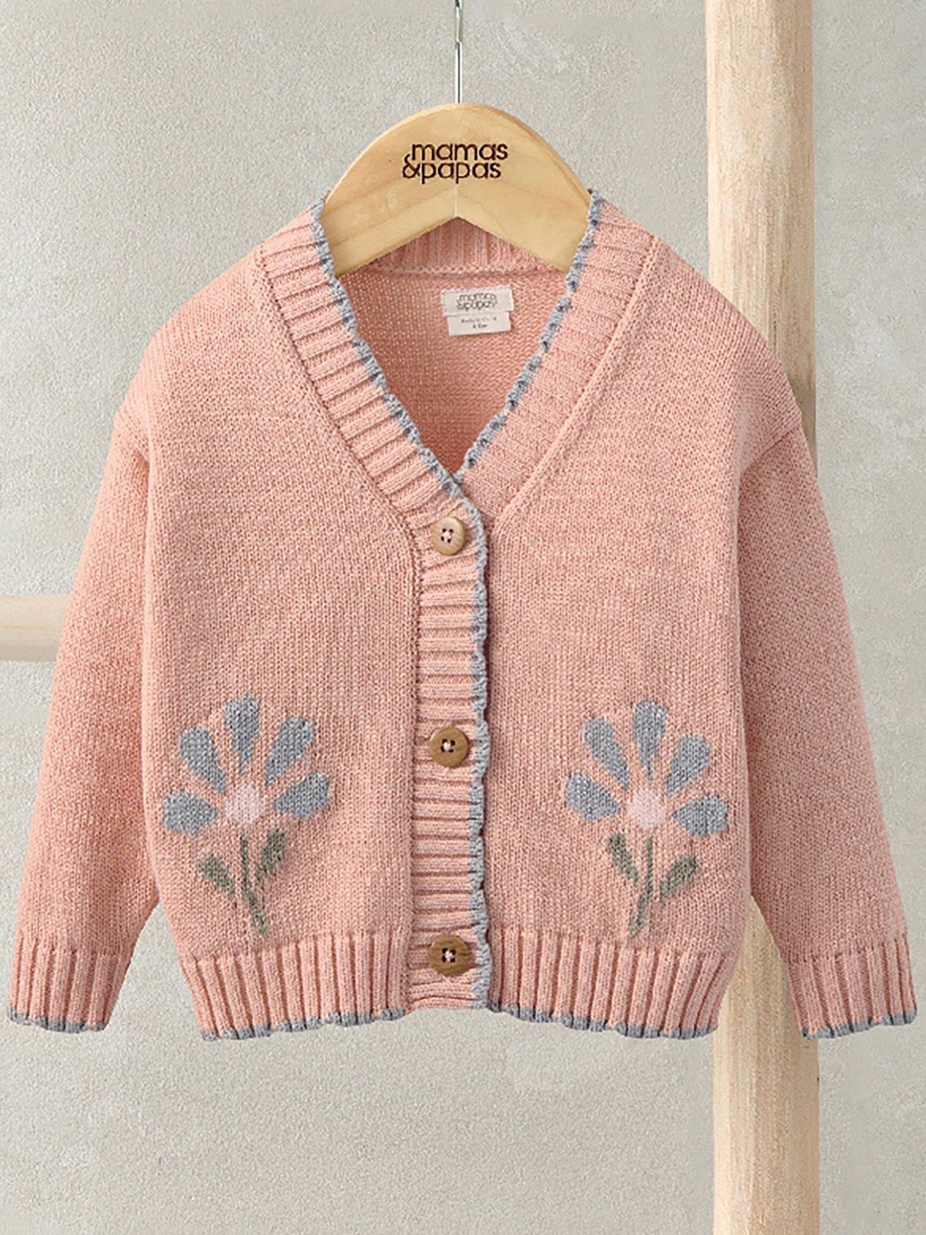 Mamas & Papas Baby Girls Flower Scallop Cardigan - Pink