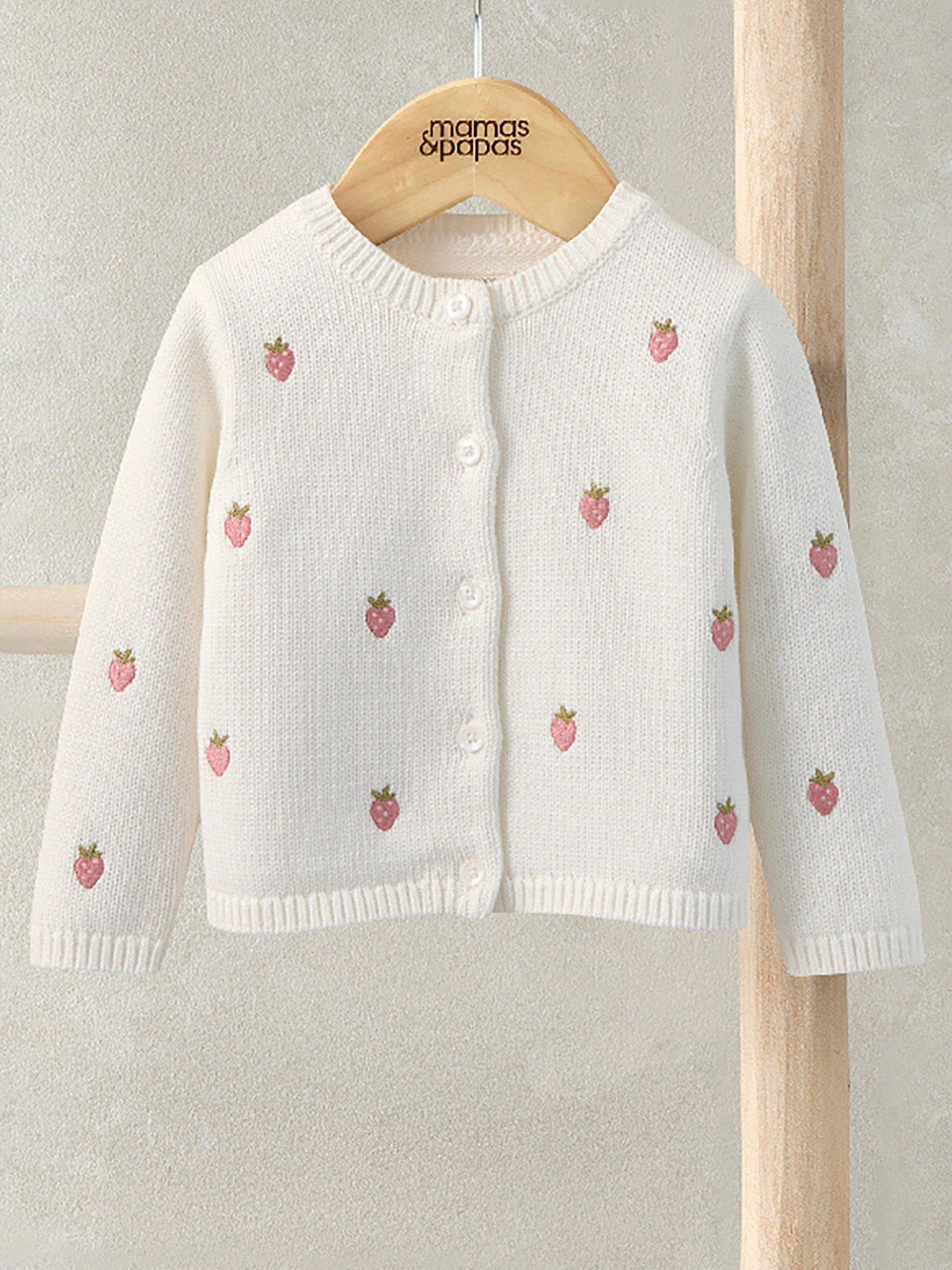 Mamas & Papas Baby Girls Strawberry Embroidered Cardigan - Pink
