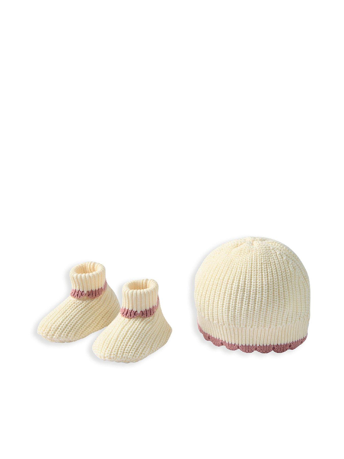 Image 1 of 2 of Mamas & Papas Baby Girls Knitted Hat &amp; Bootees - Cream