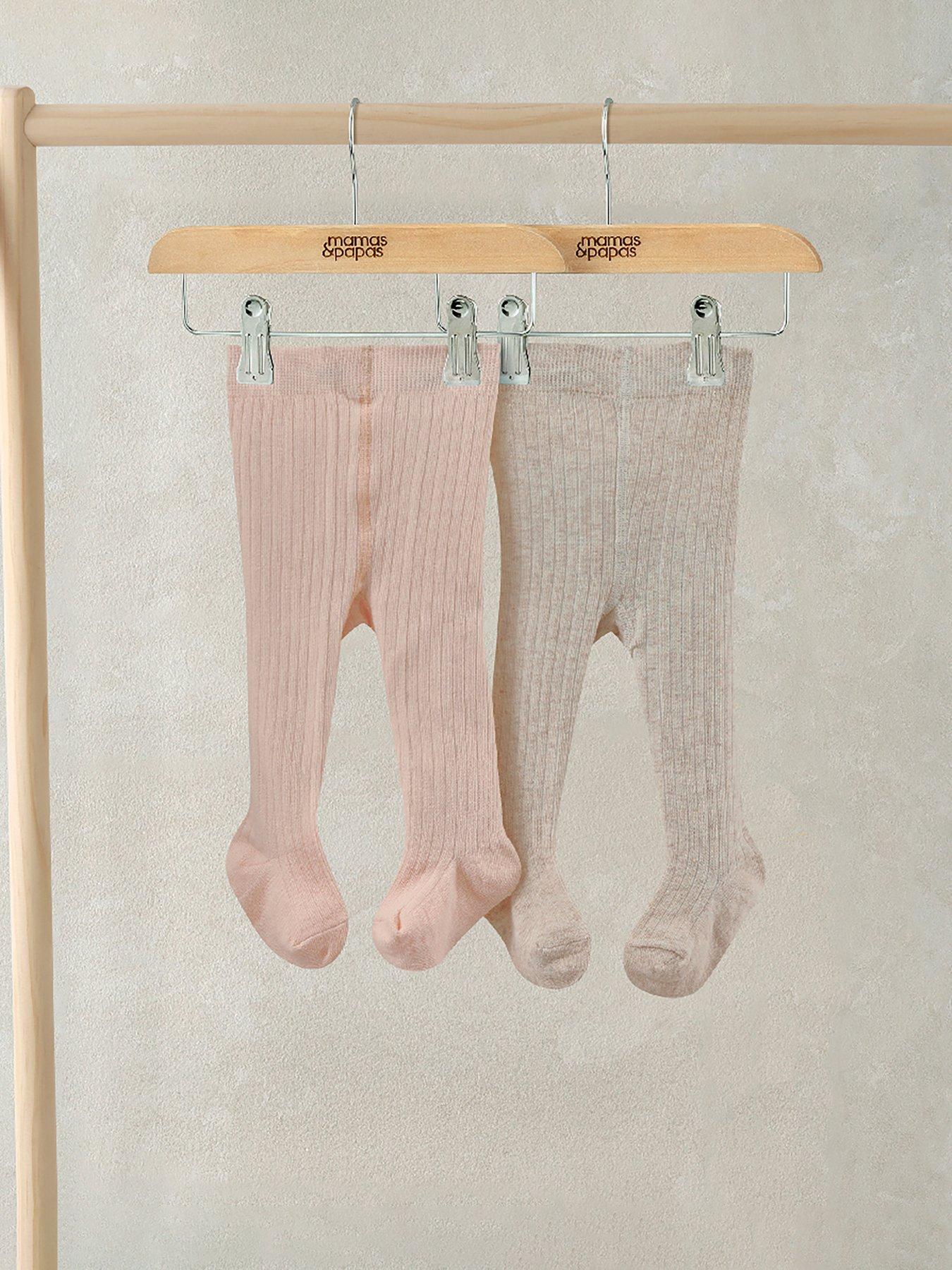 Image 1 of 2 of Mamas & Papas Baby Girls 2 Pack Ribbed Tights - Multi