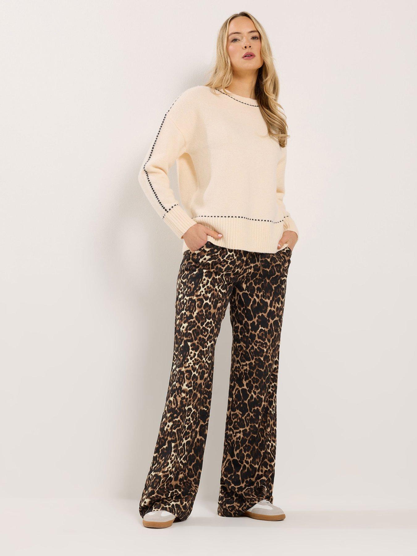 Image 3 of 5 of Long Tall Sally Leopard Print Wide Leg Trouser 36" - Print