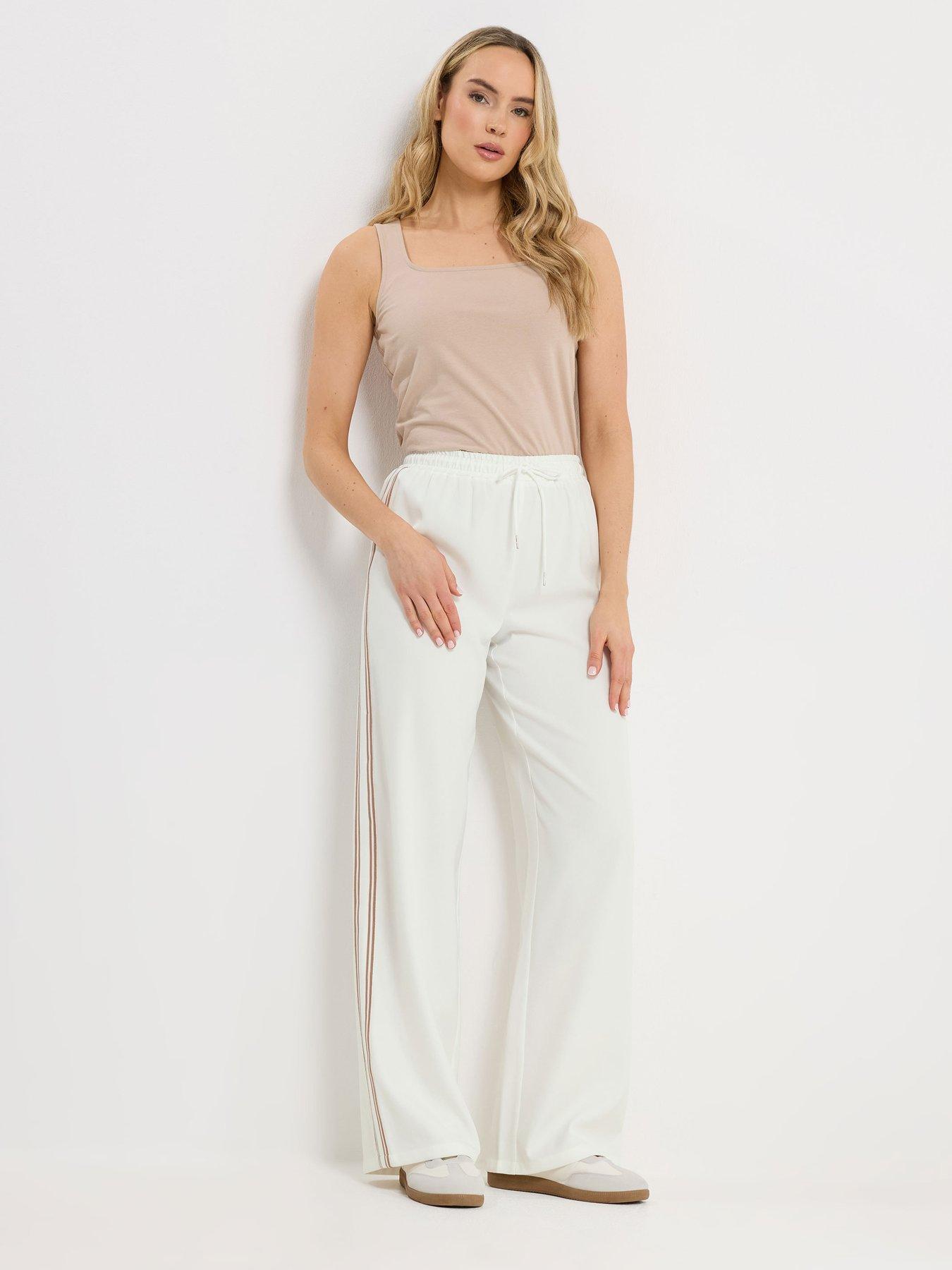 Long Tall Sally Side Stripe Wide Leg Trouser 34" - Cream