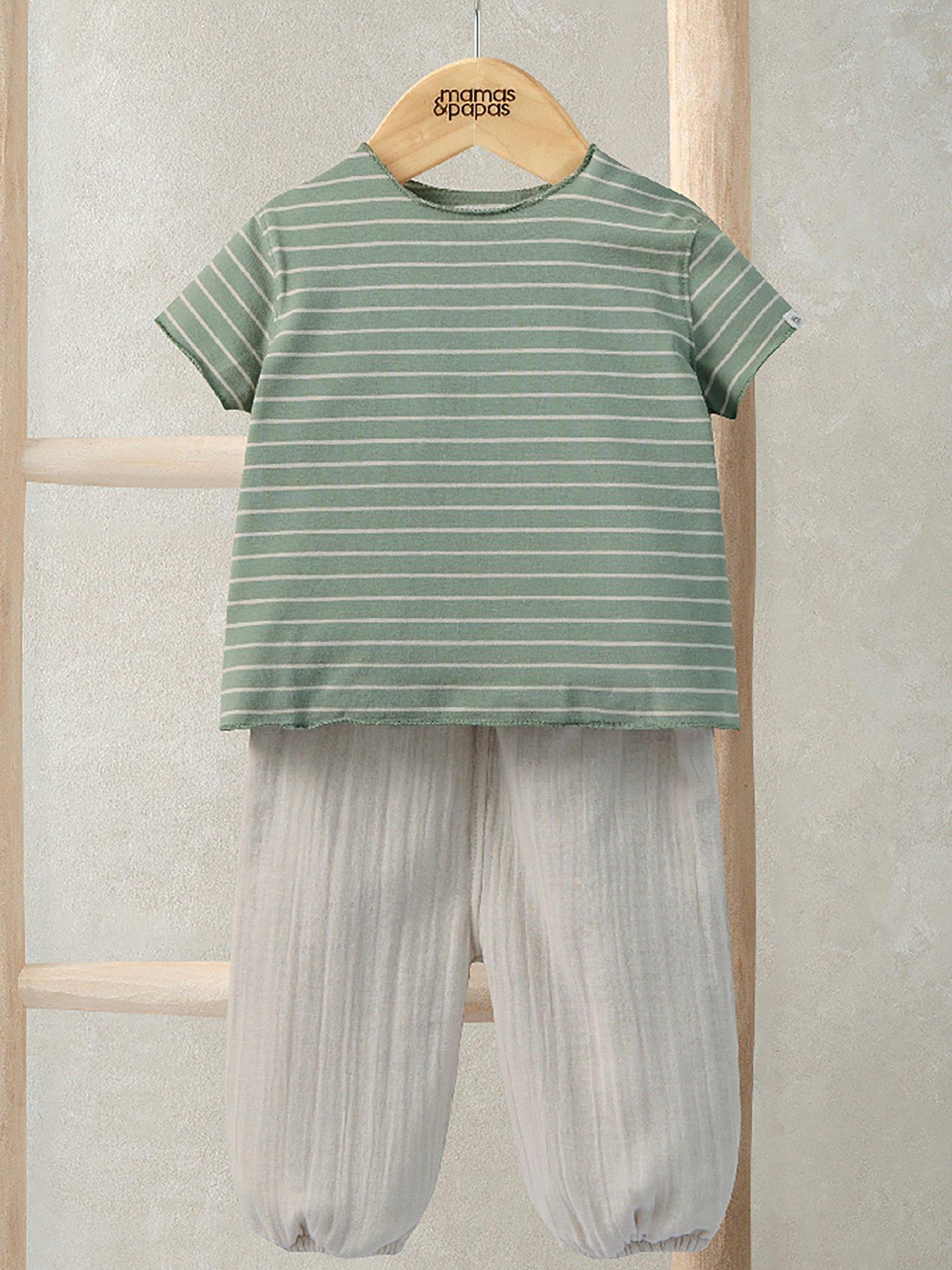 Mamas & Papas Baby Boys Stripe Tee  &  Trouser Set - Blue