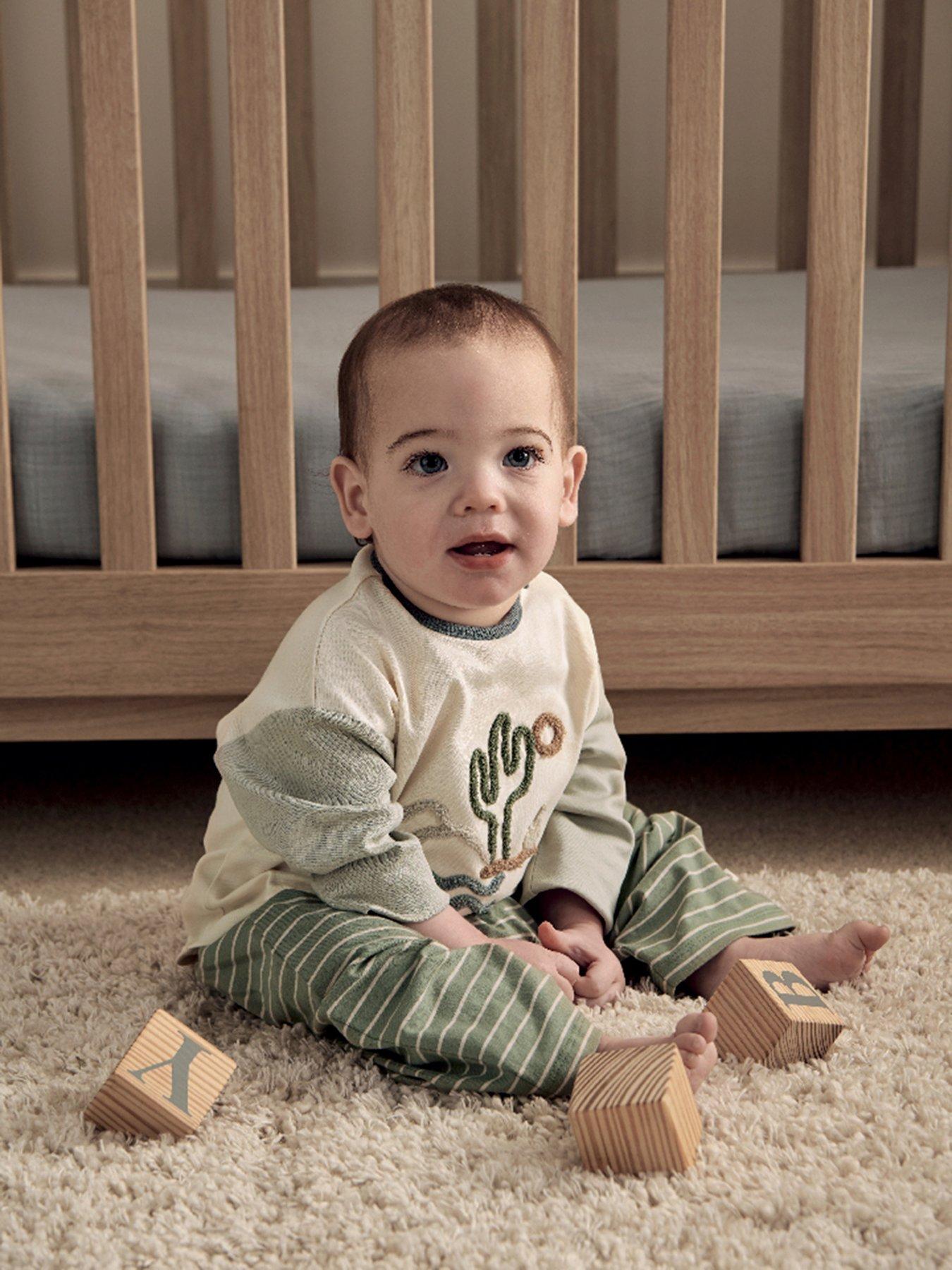 Mamas & Papas Baby Boys Sunshine T-shirt  &  Striped Trousers Set - Green