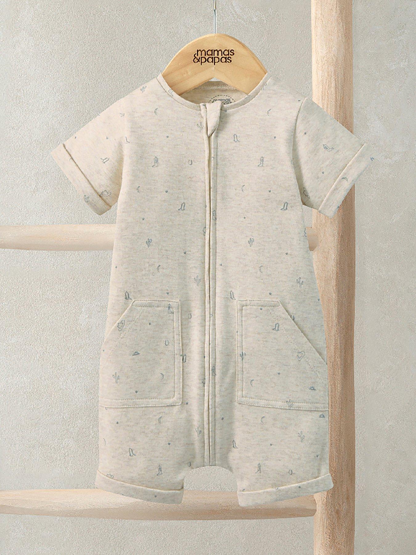 Mamas & Papas Baby Boys Cowboy Print Shortie Romper - Cream