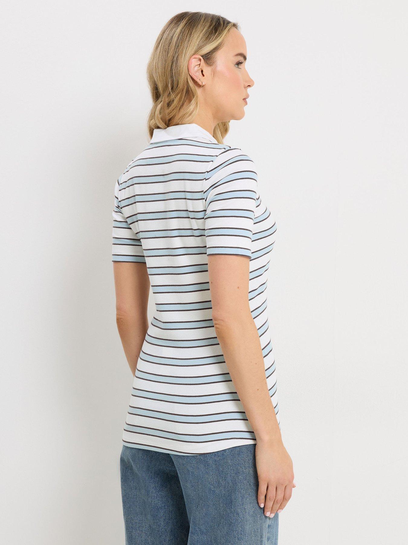 Image 2 of 5 of Long Tall Sally Tall Stripe Polo T-Shirt - White