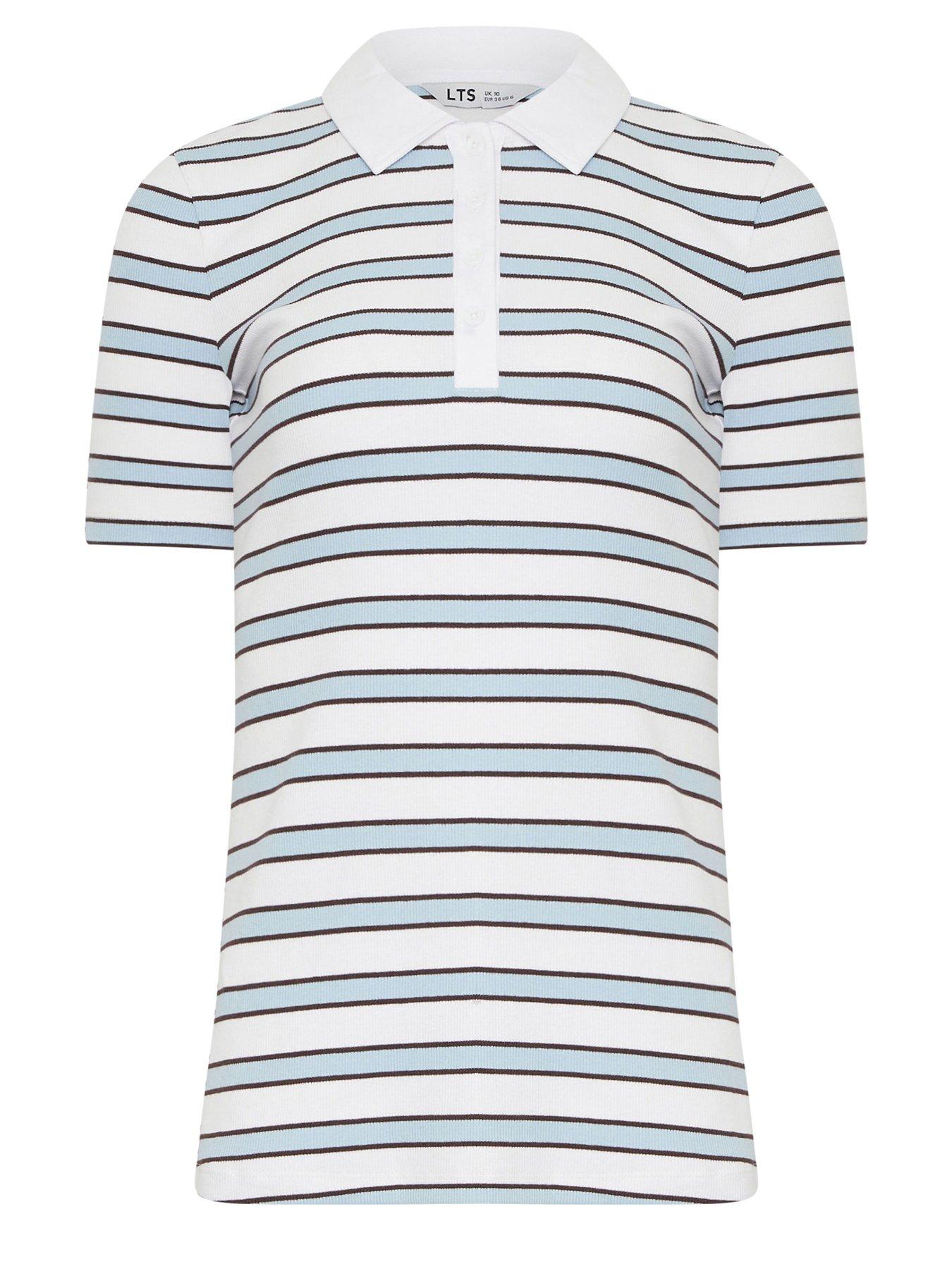 Image 5 of 5 of Long Tall Sally Tall Stripe Polo T-Shirt - White
