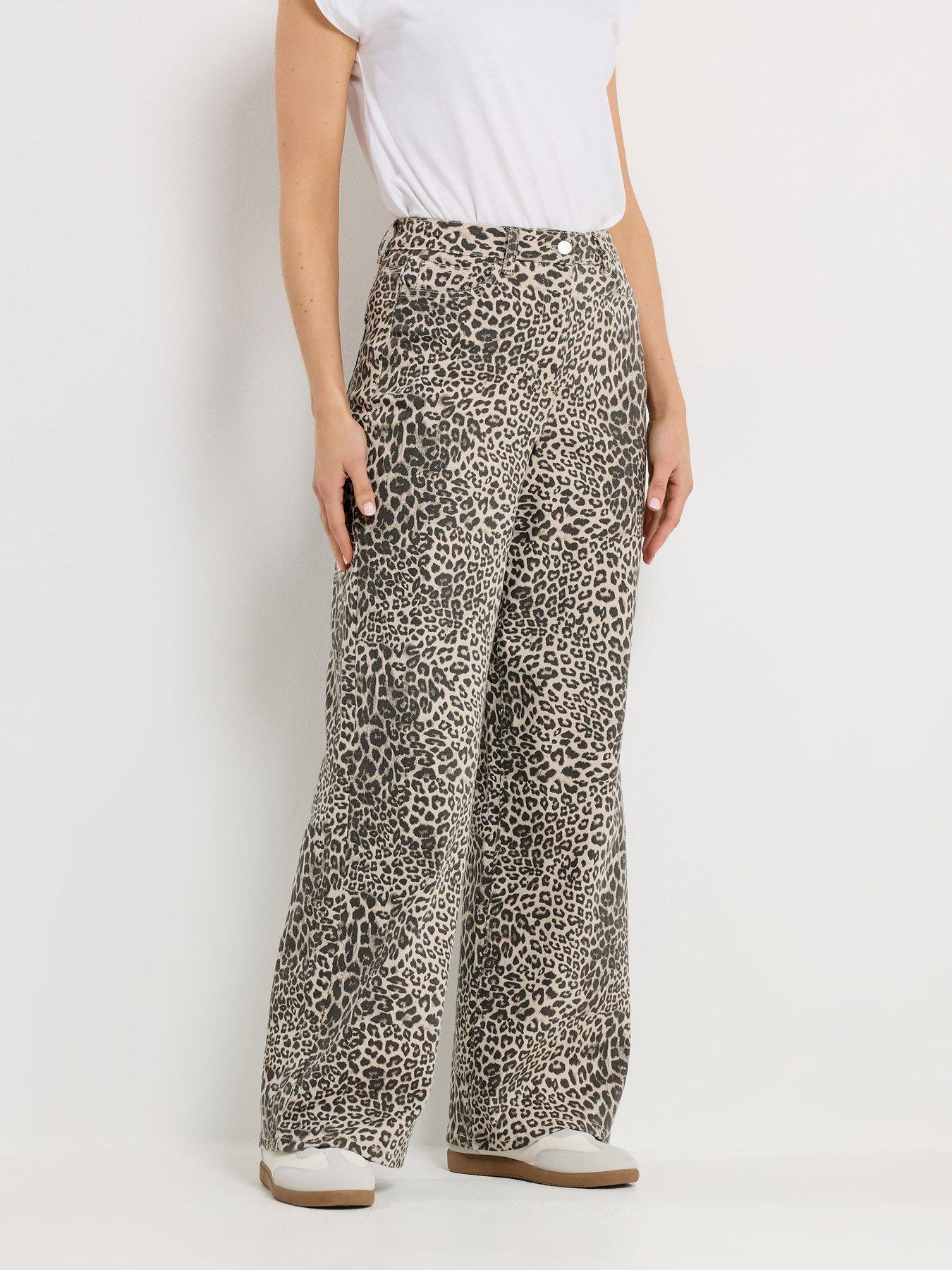 Long Tall Sally Tall Leopard Print Wide Leg Jean 34"