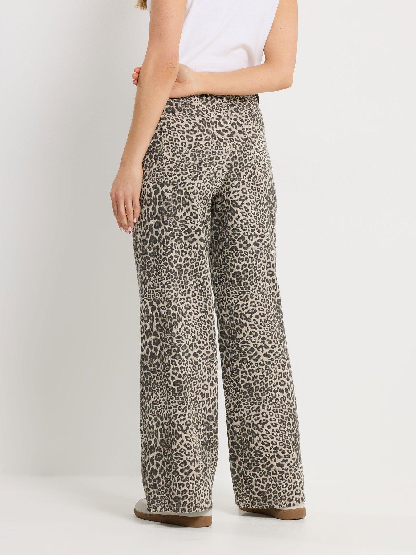 Image 2 of 5 of Long Tall Sally Tall Leopard Print Wide Leg Jean 34"