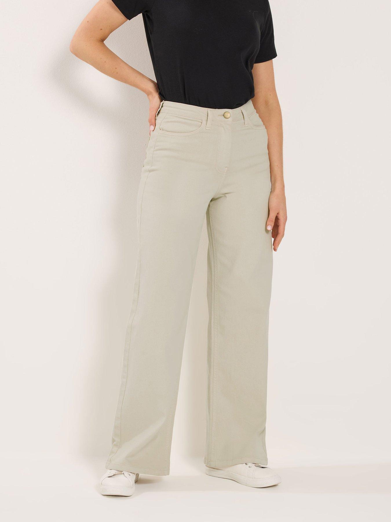 Long Tall Sally Wide Leg Jean 34" - Cream