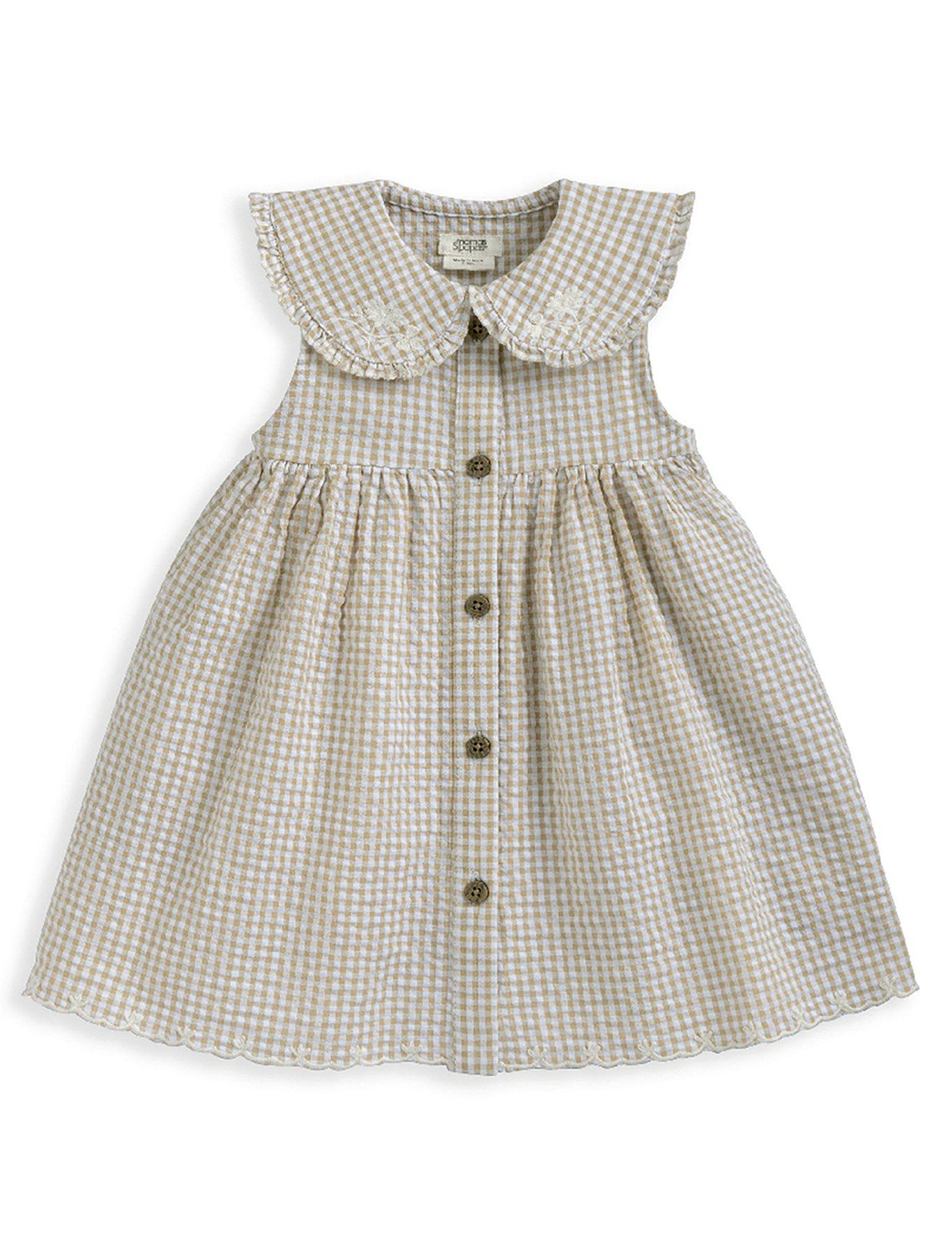 Mamas & Papas Baby Girls Gingham Embroidered Dress - Pink