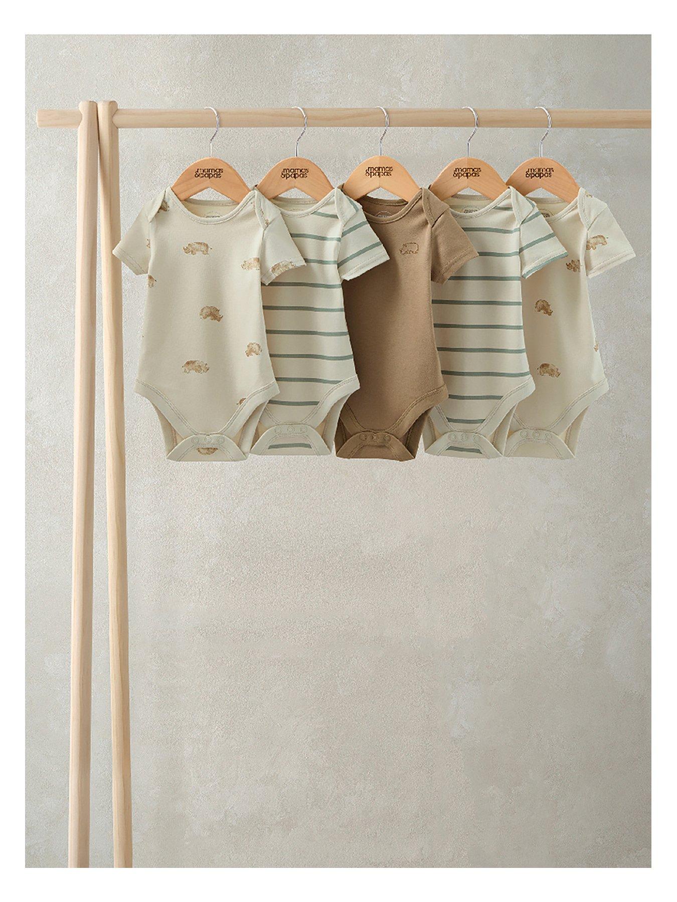 Image 2 of 2 of Mamas & Papas Baby Boys 5 Pack Rhino Bodysuits - Multi
