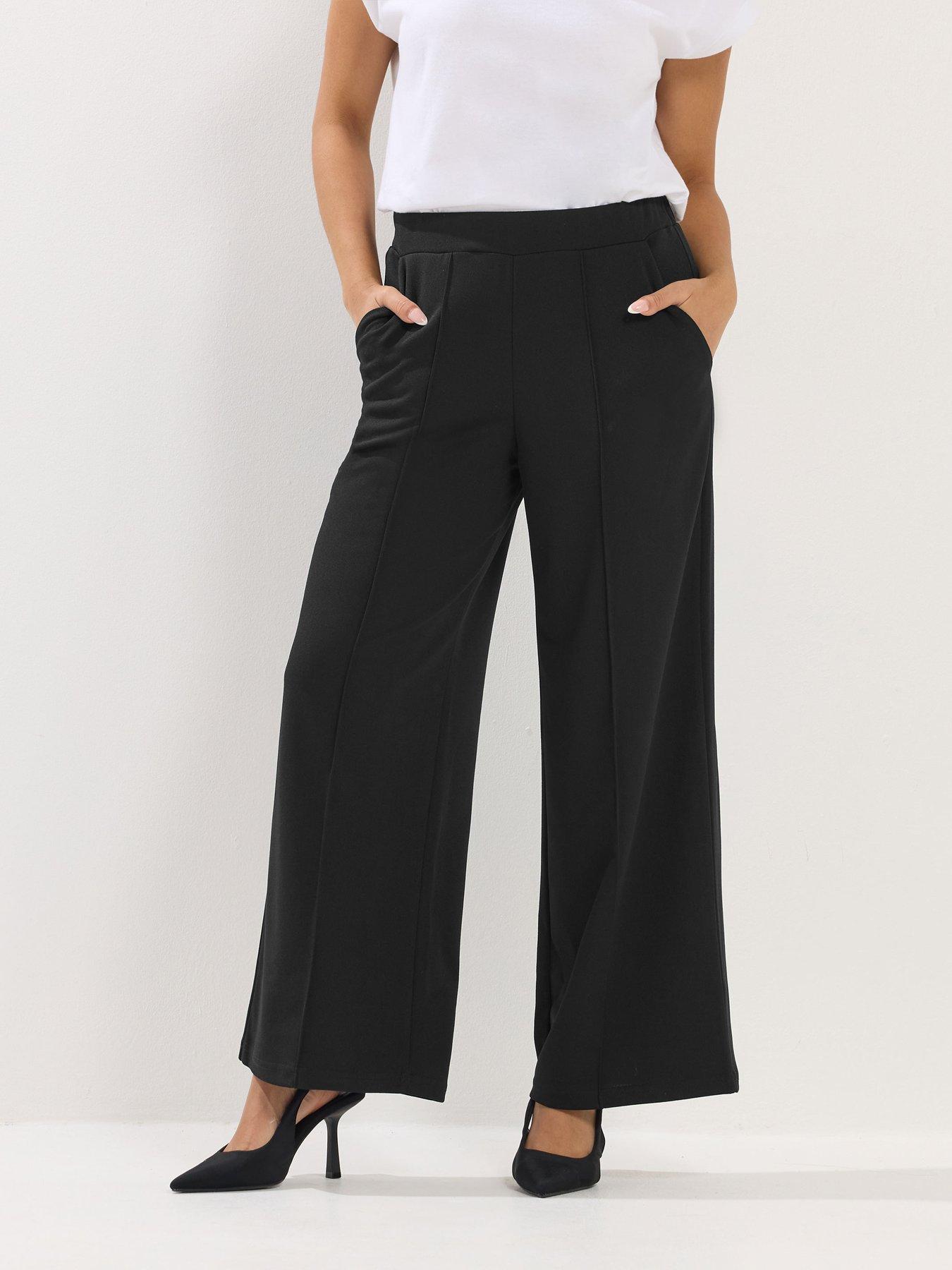 PixieGirl Petite Pintuck Scuba Trouser - Black