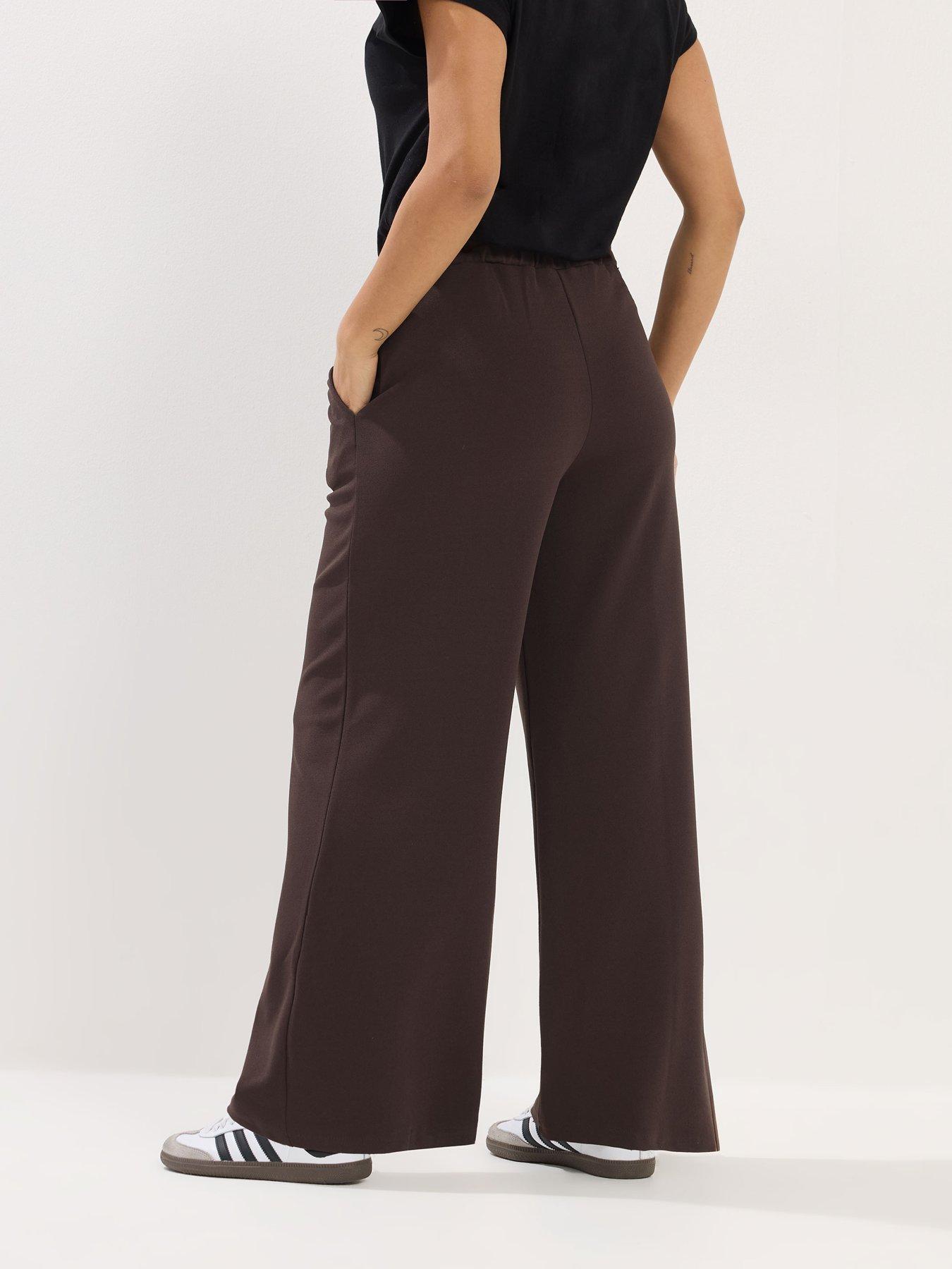 Image 2 of 5 of PixieGirl Petite Pintuck Scuba Trouser - Brown