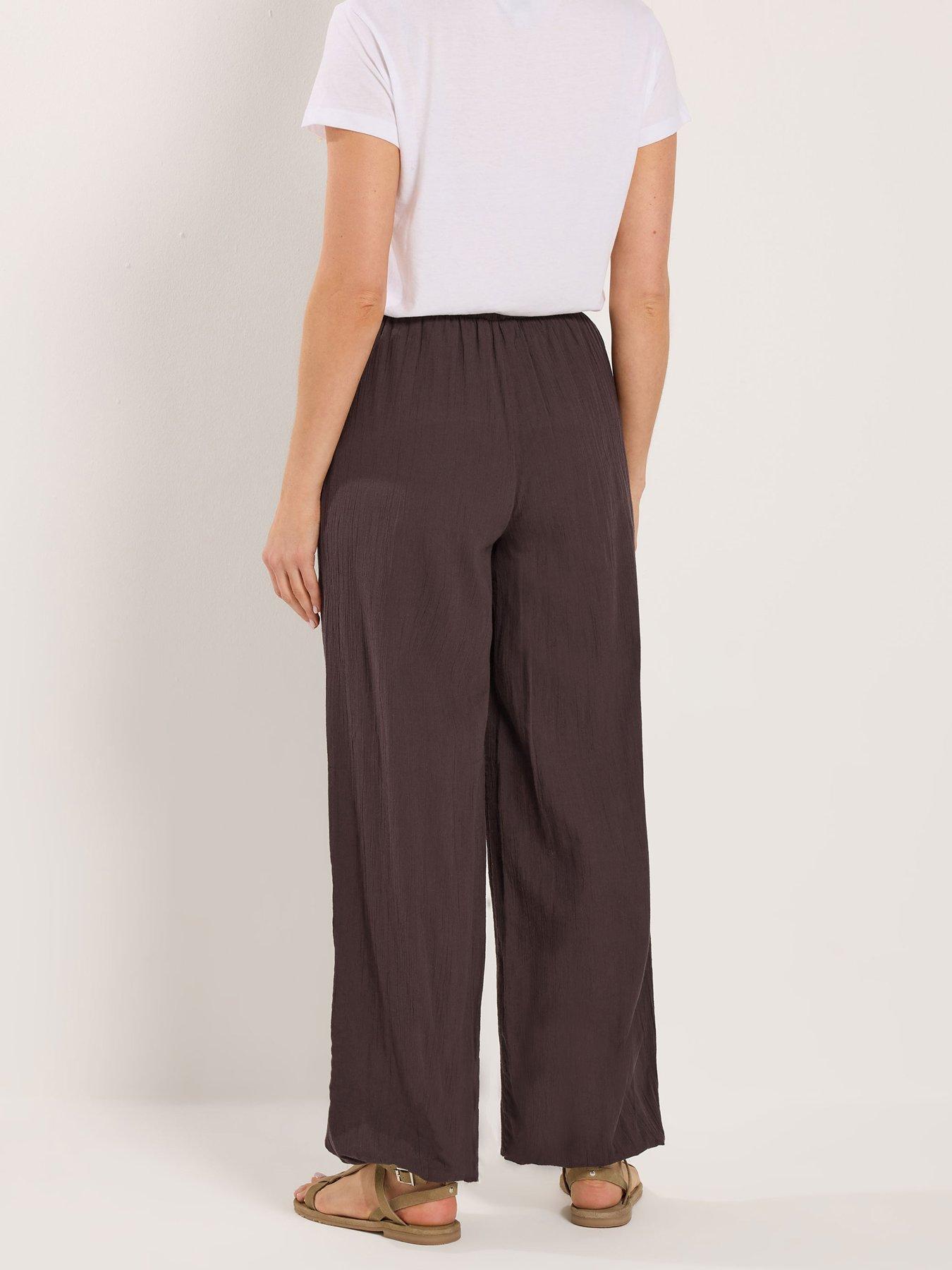 Image 2 of 5 of Long Tall Sally Gathered Hem Trouser 34" - Brown