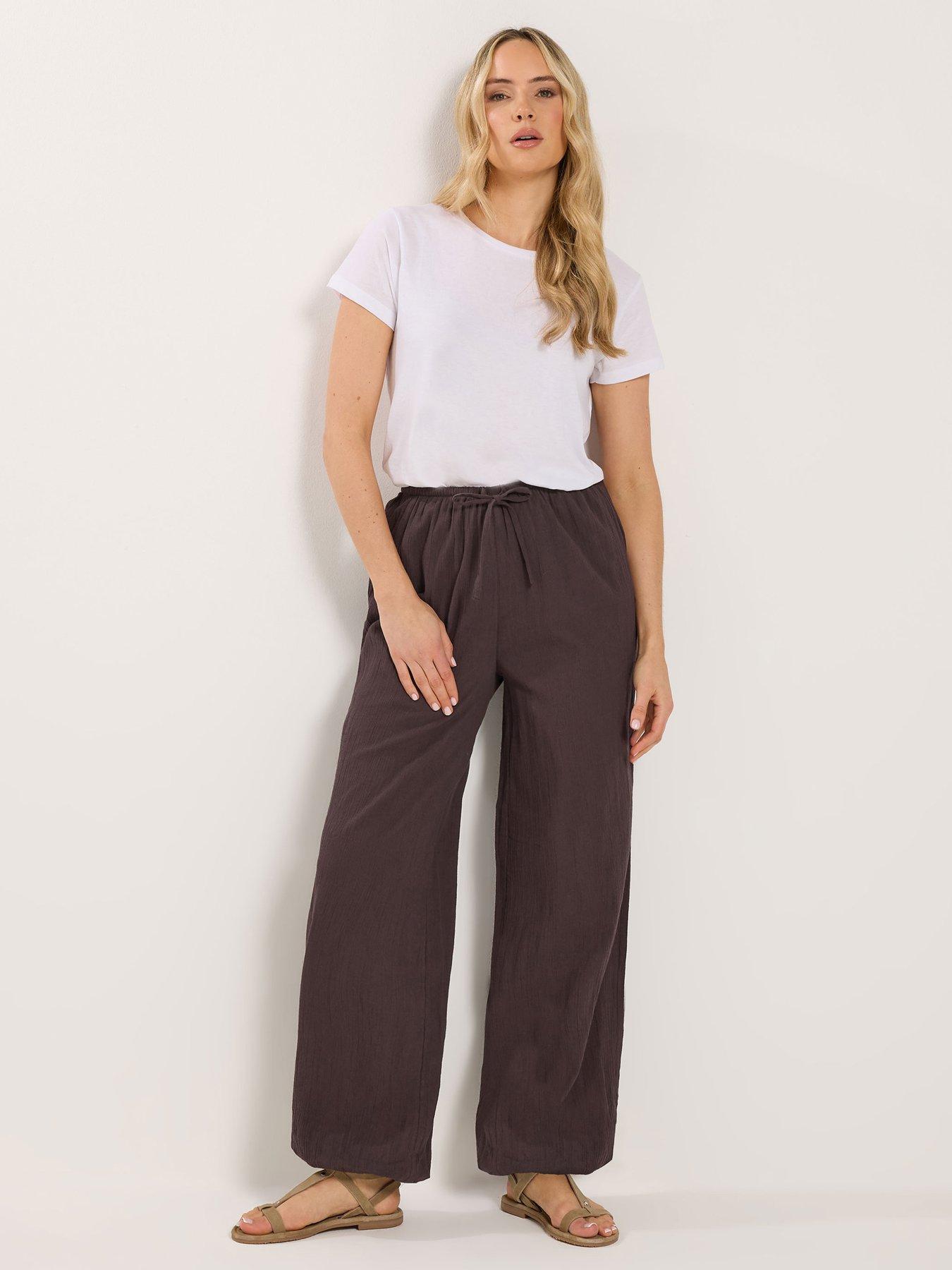 Image 3 of 5 of Long Tall Sally Gathered Hem Trouser 34" - Brown