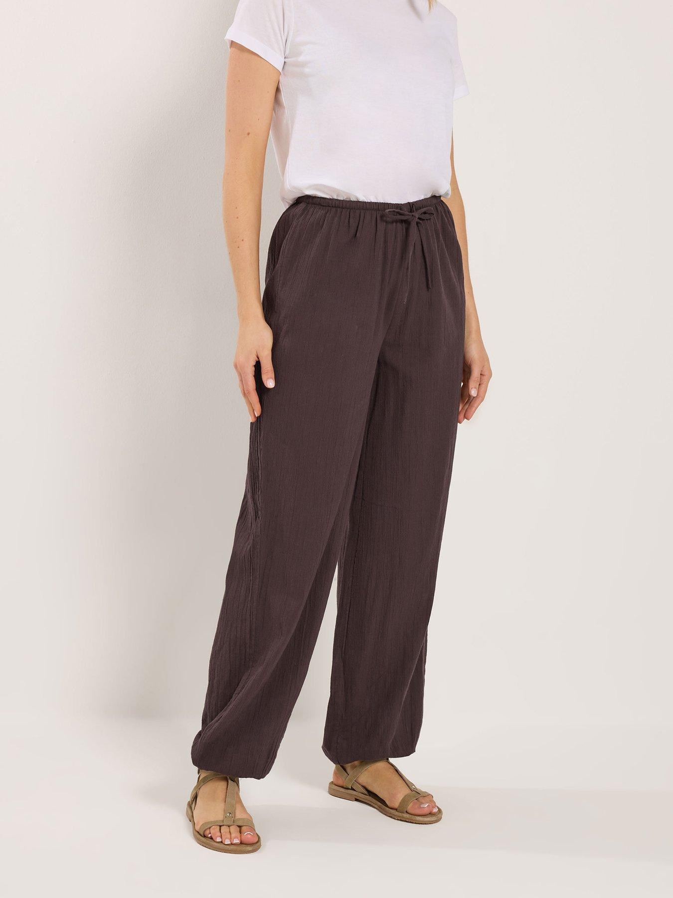 Image 1 of 5 of Long Tall Sally Gathered Hem Trouser 36" - Brown