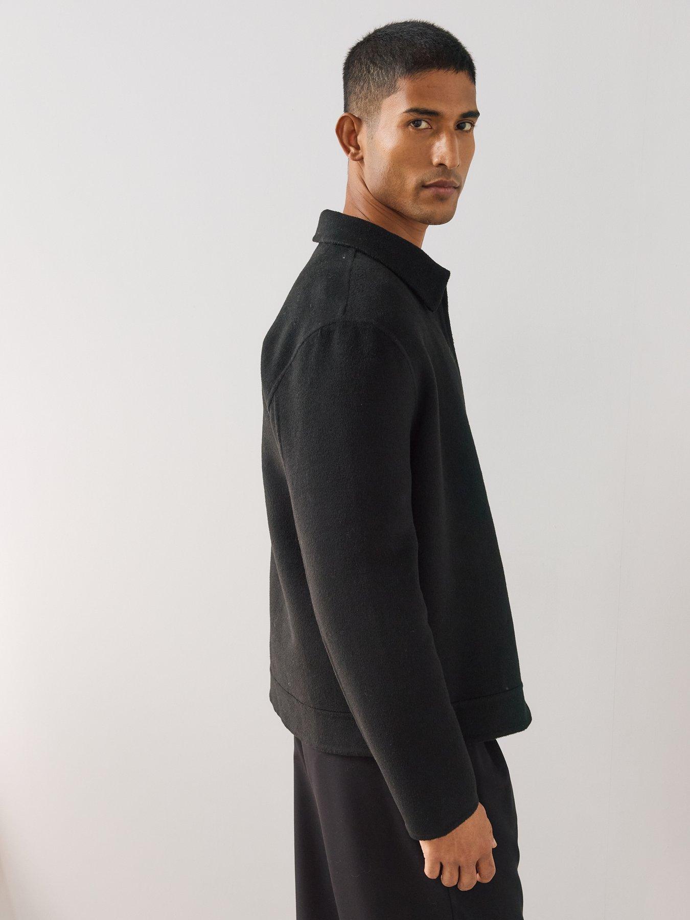 Image 5 of 6 of The Very Collection Mens Wool Blend Zip Through Smart Jacket - Black