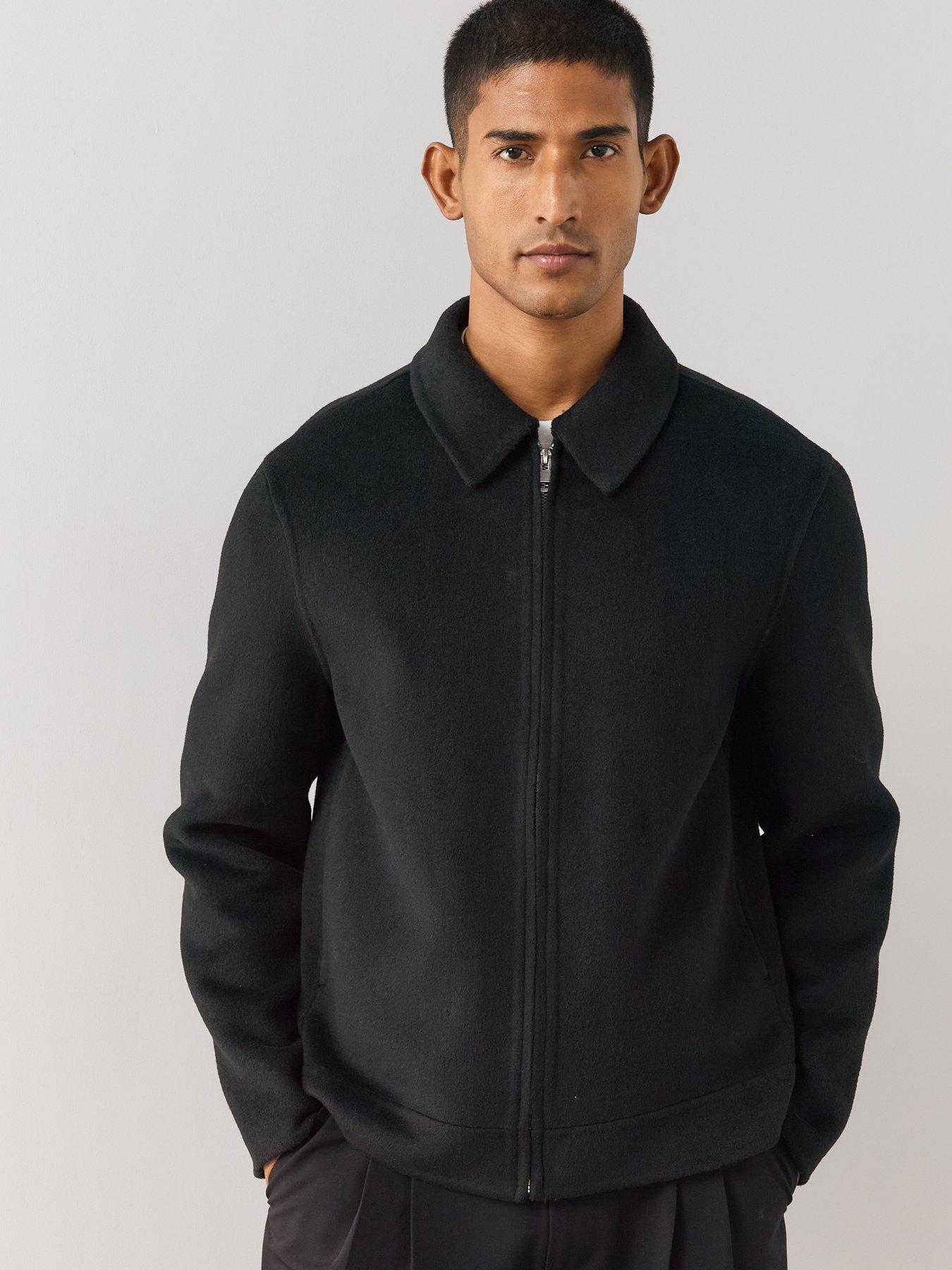 Image 6 of 6 of The Very Collection Mens Wool Blend Zip Through Smart Jacket - Black