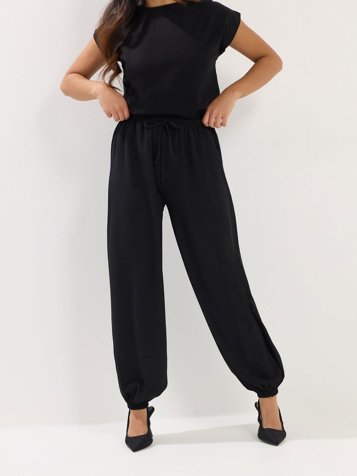 PixieGirl Petite Balloon Crepe Trouser, Black, Size 8, Women