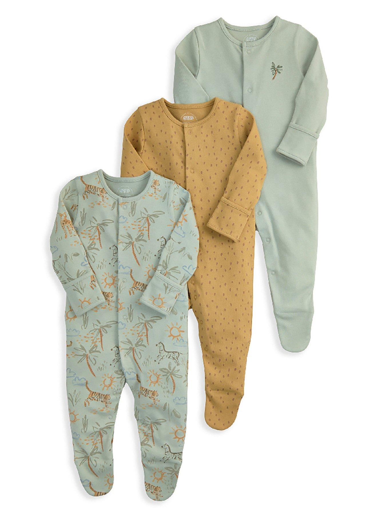 Mamas & Papas Baby Boys 3 Pack Safari Sleepsuits - Multi