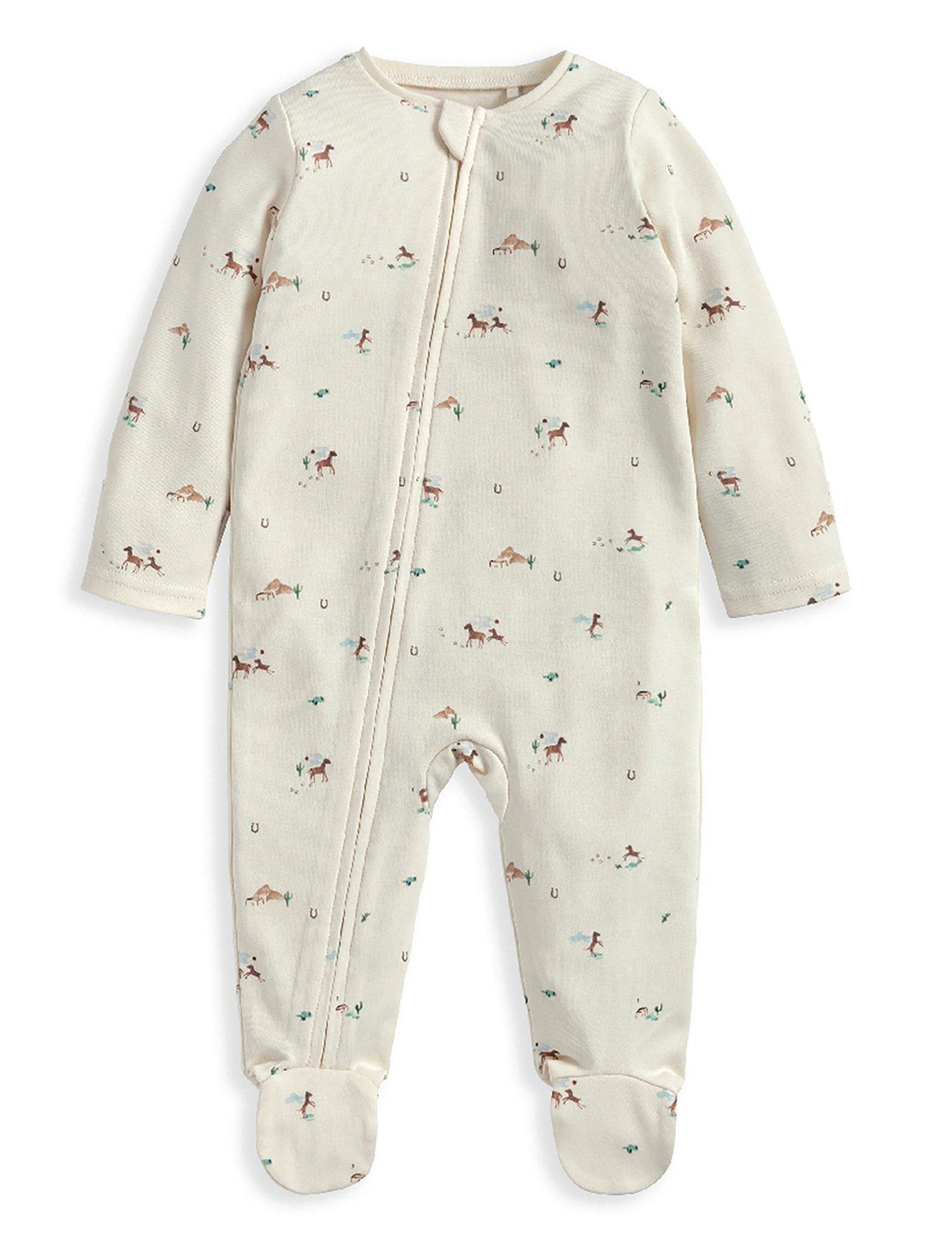 Mamas & Papas Baby Boys Rodeo Print Zip Sleepsuit - Cream