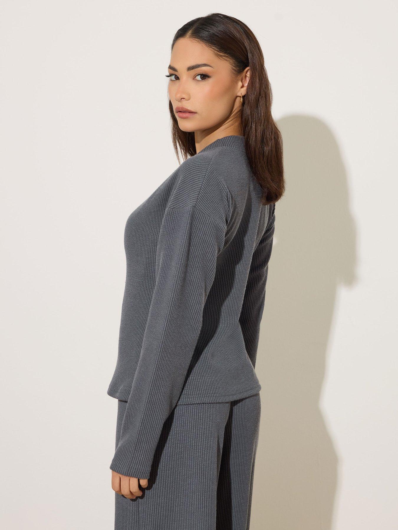 Image 2 of 5 of PixieGirl Petite Button Textured Cardigan - Grey