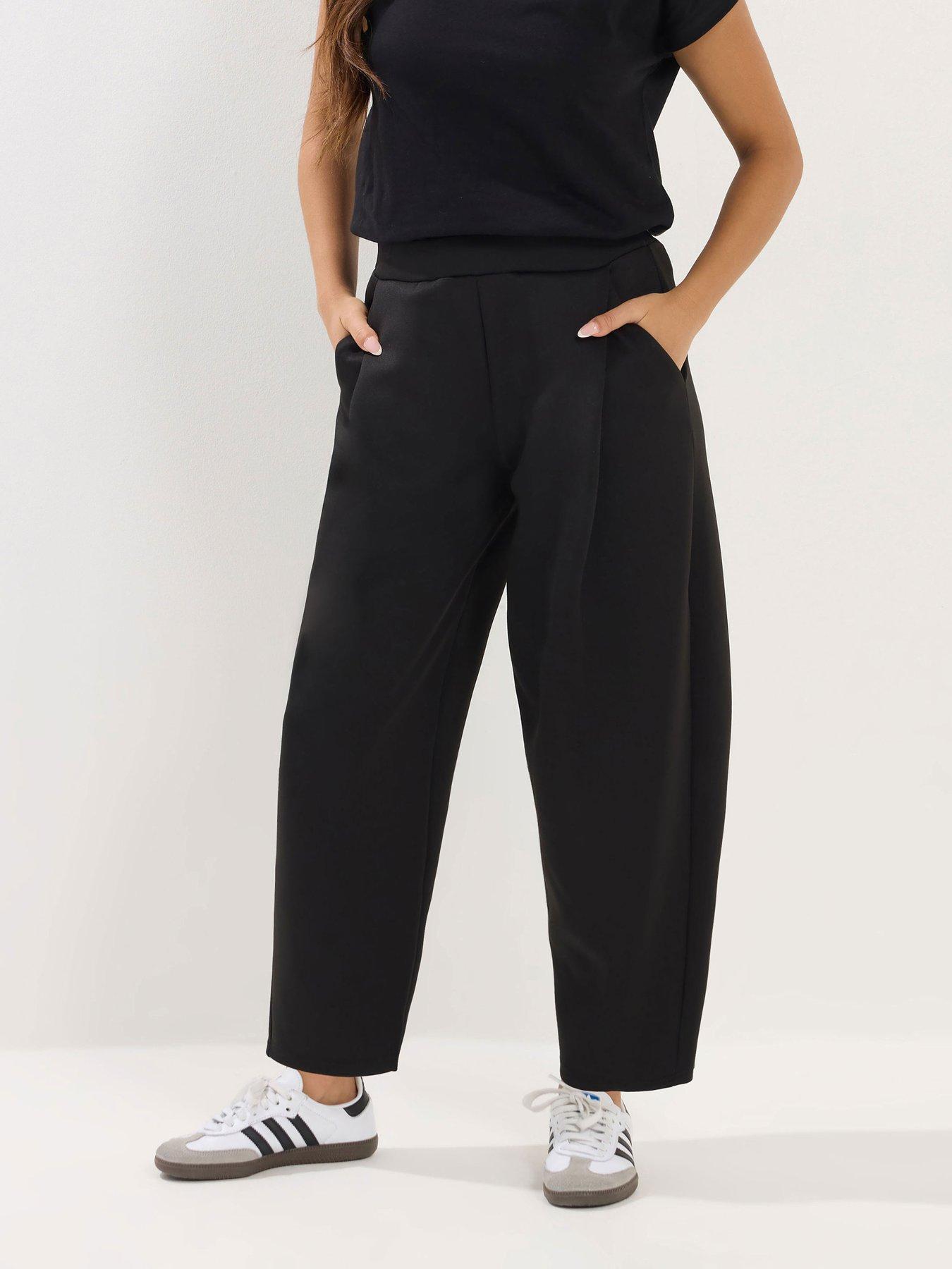 PixieGirl Petite Scuba Pleat Barrel Trouser - Black