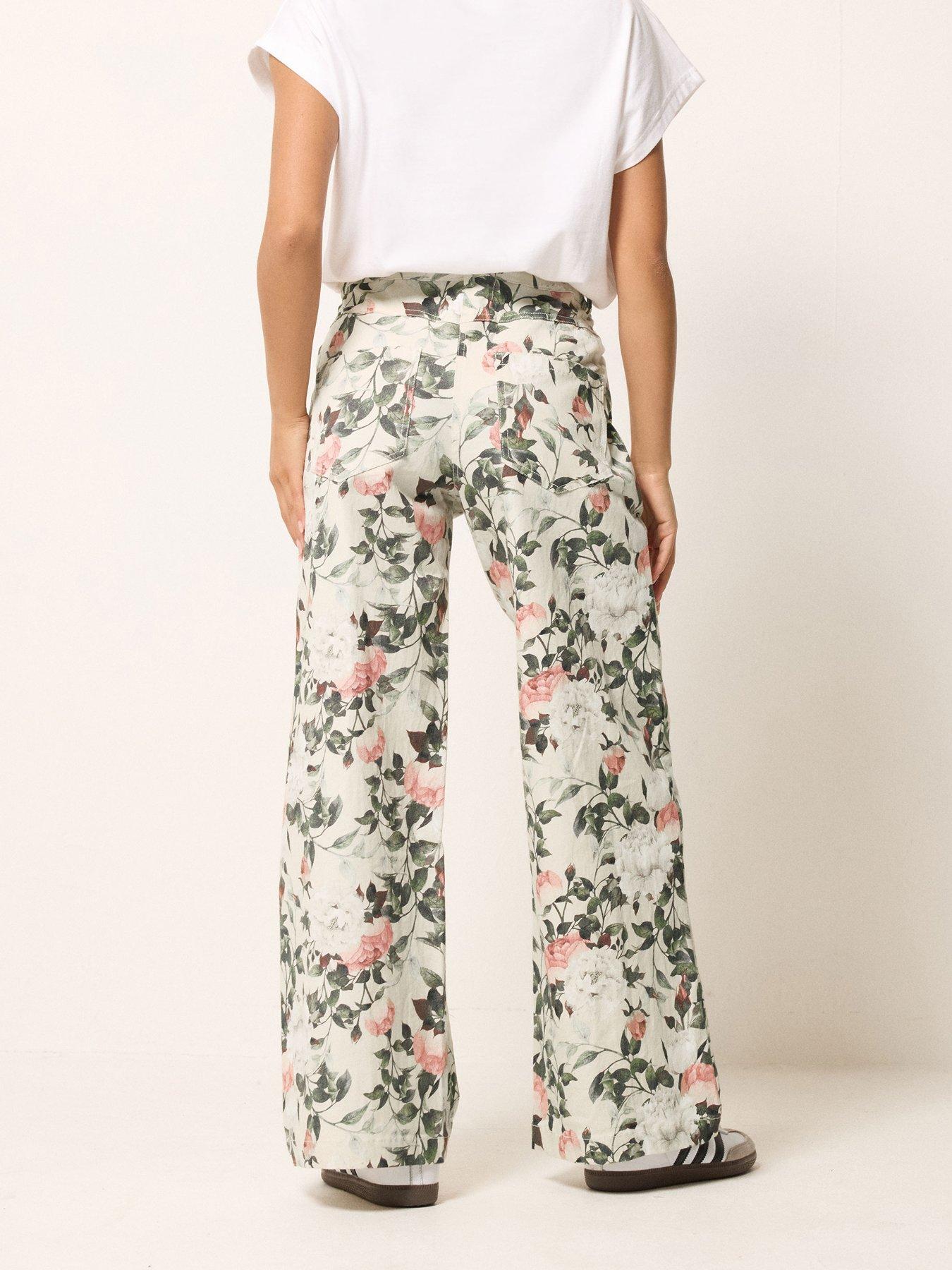 Image 2 of 5 of PixieGirl Petite Floral Stretch Denim Wide Leg Jean