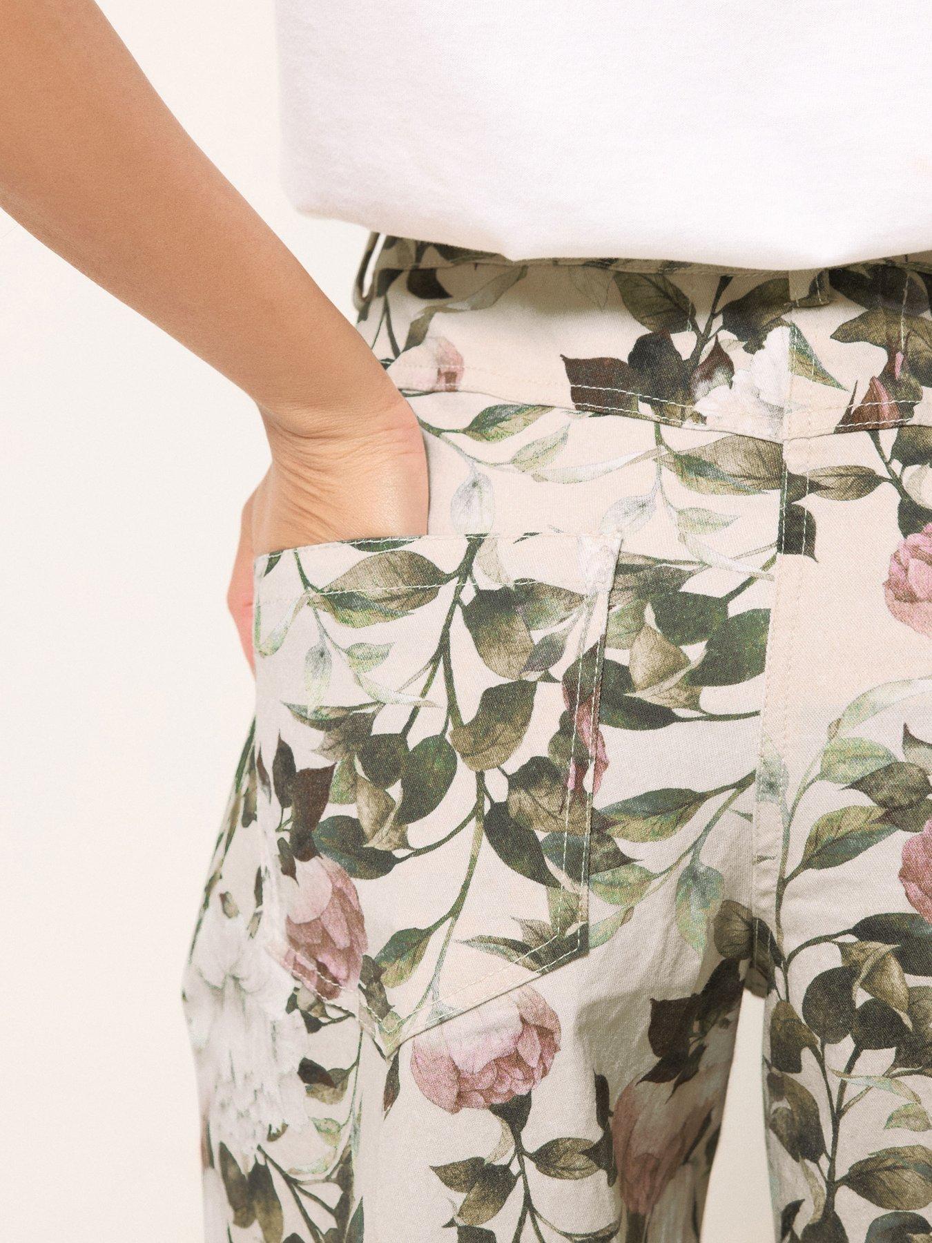 Image 4 of 5 of PixieGirl Petite Floral Stretch Denim Wide Leg Jean