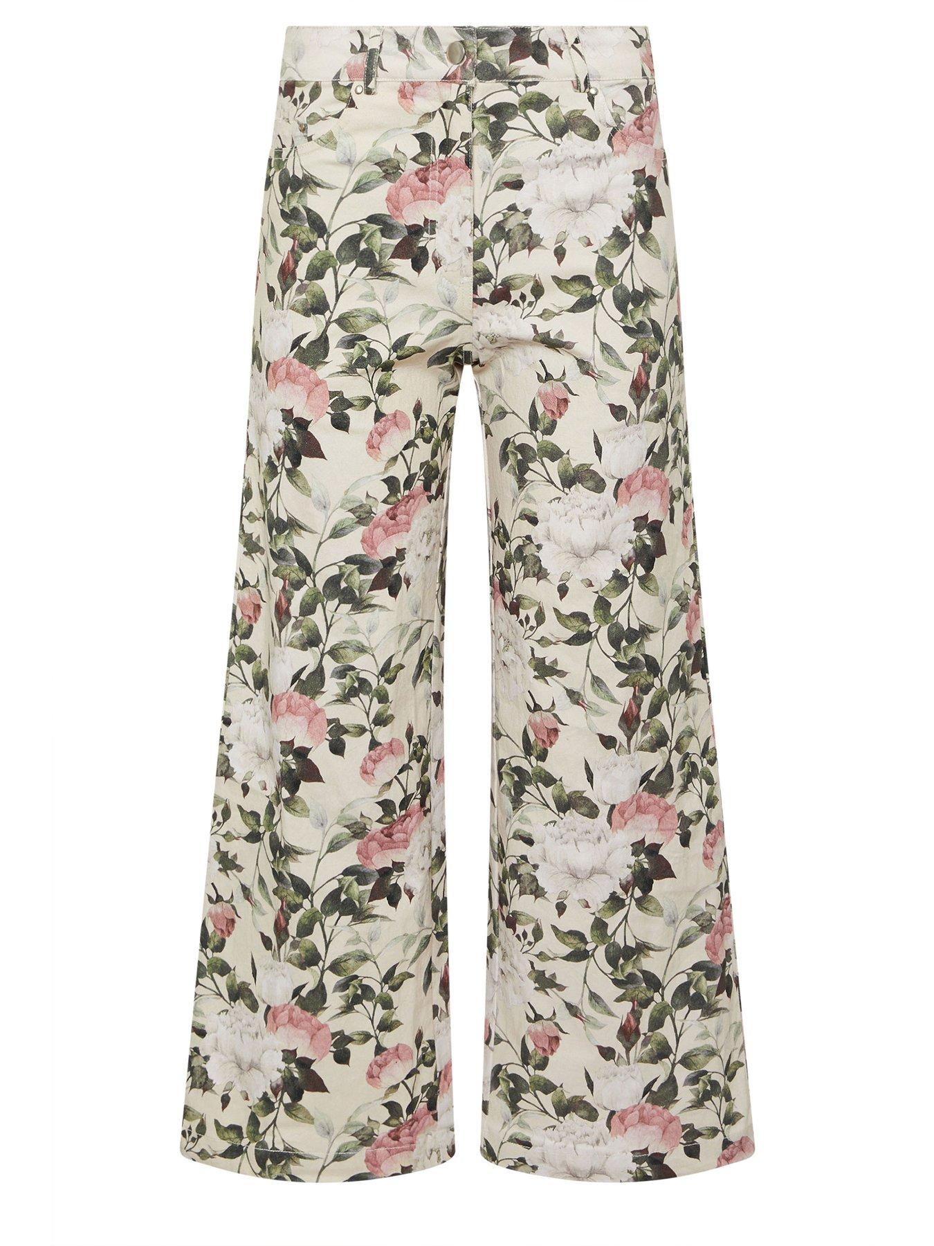 Image 5 of 5 of PixieGirl Petite Floral Stretch Denim Wide Leg Jean