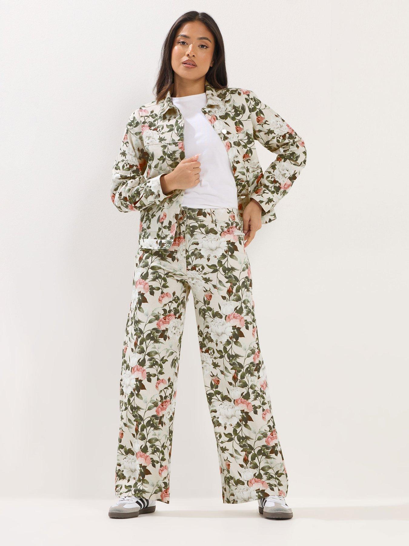 Image 3 of 5 of PixieGirl Petite Floral Print Denim Jacket
