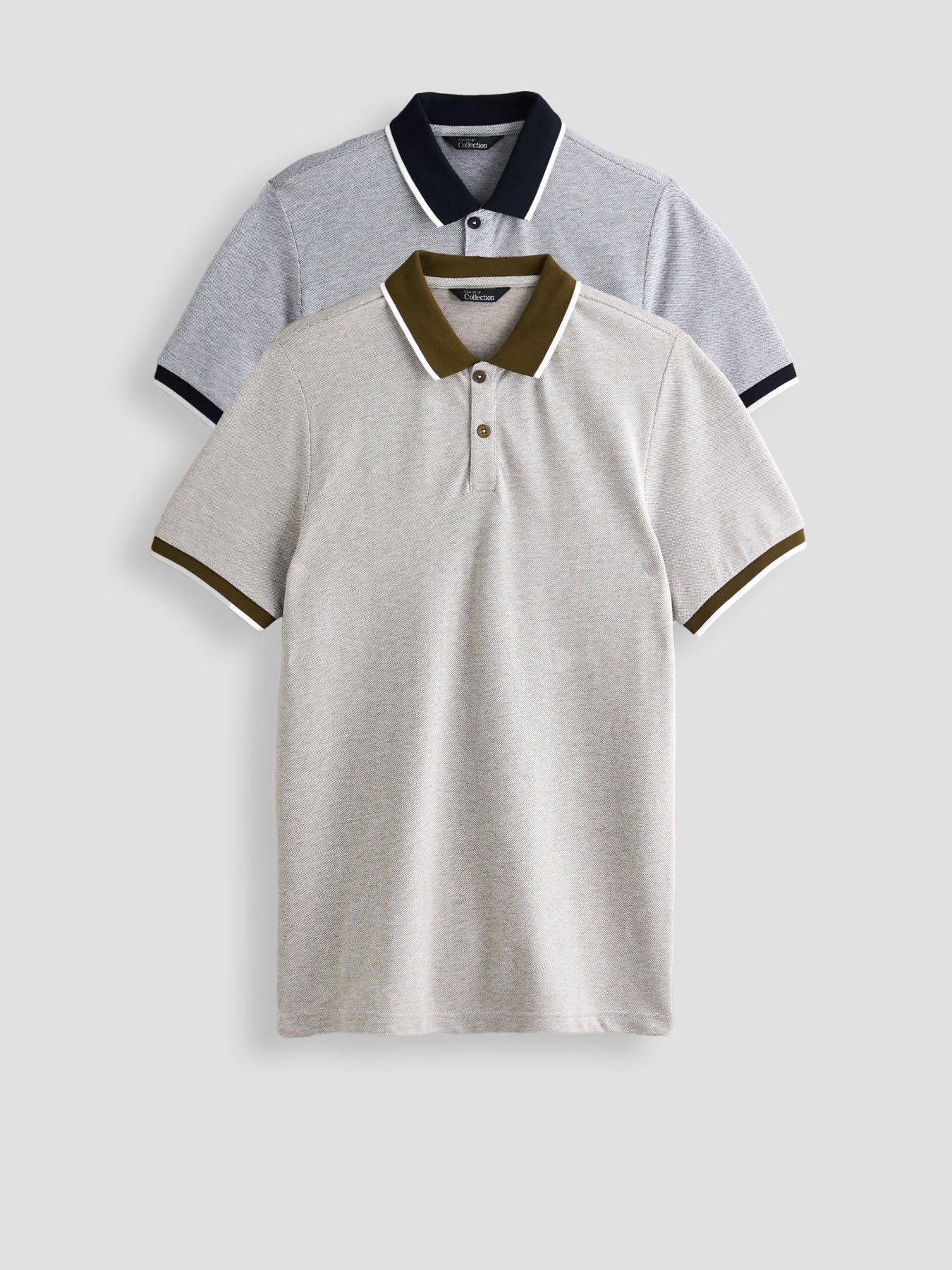 The Very Collection 2 Pack Pique Tipped Polo Shirts - Multi