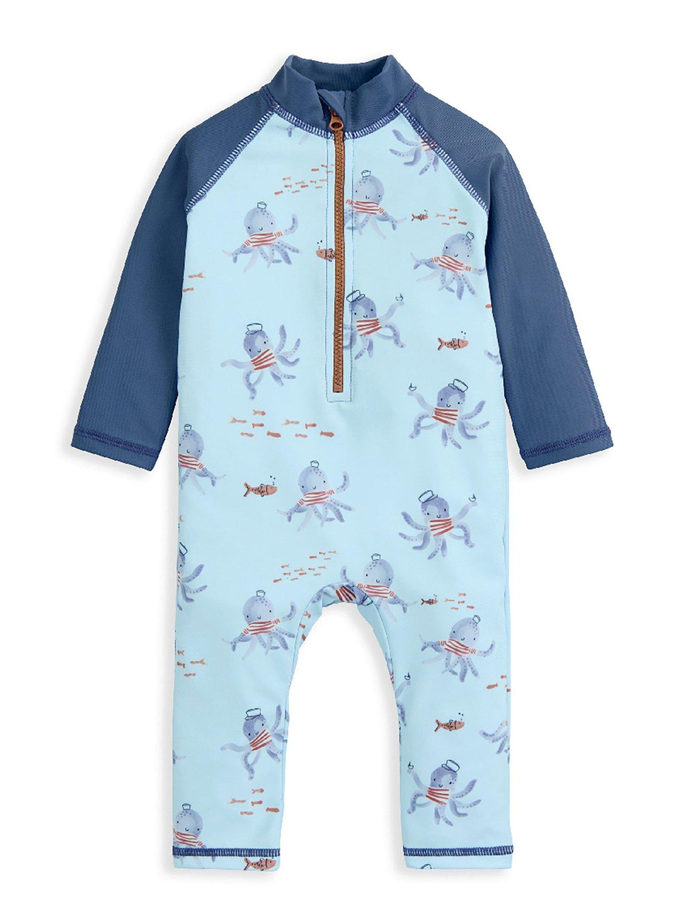 Image 2 of 2 of Mamas & Papas Baby Boys Squid Print Rashsuit - Blue