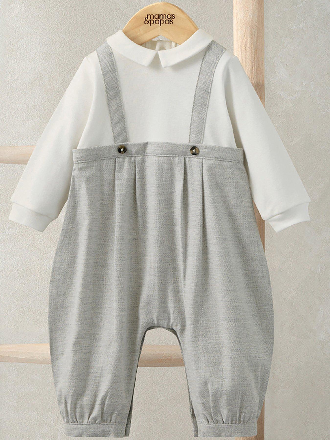 Mamas & Papas: Baby Boys Mock Suit Romper - Grey