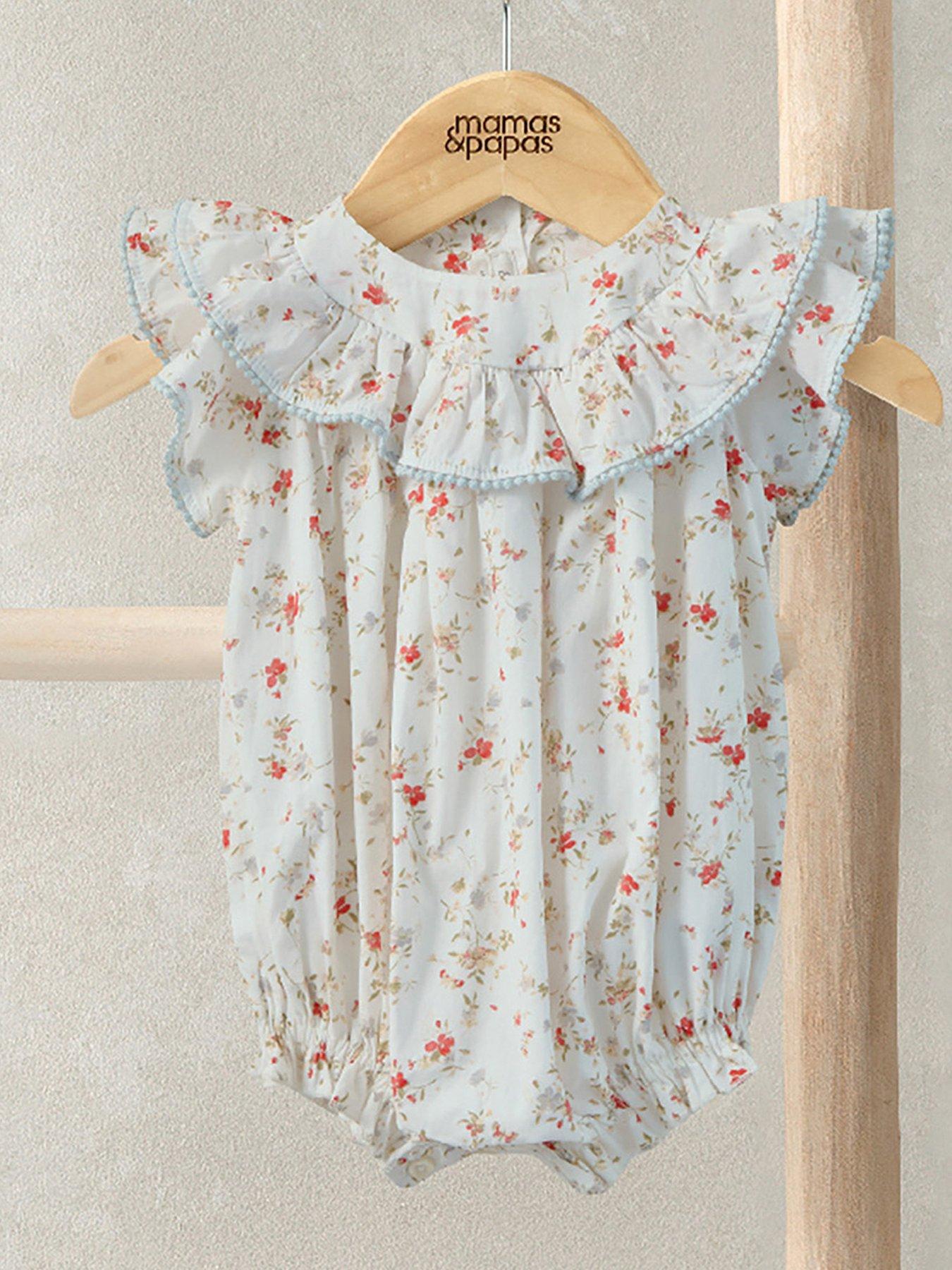 Mamas & Papas Baby Girls Floral Romper - Cream