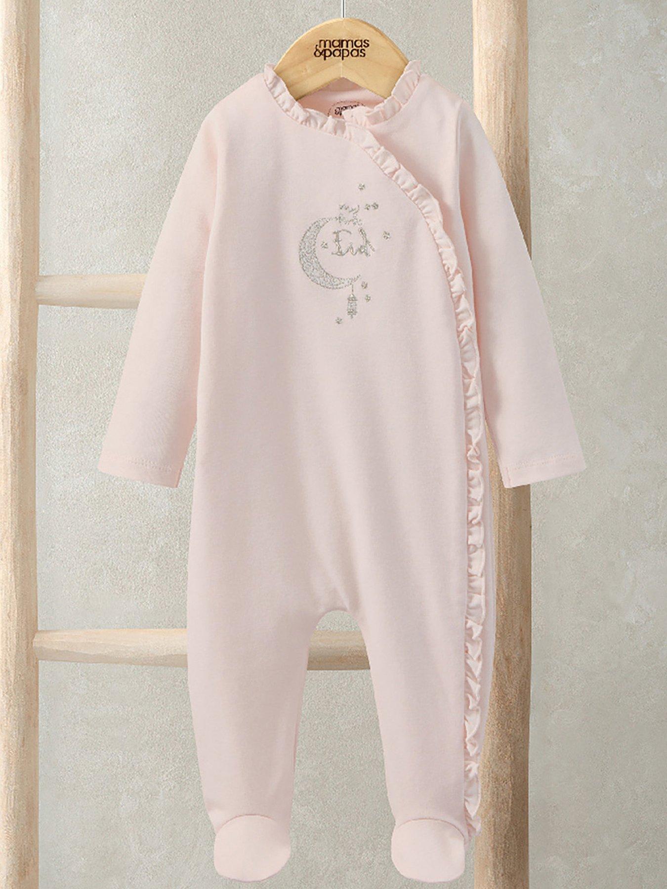 Mamas & Papas Baby Girls My First Eid Frill Sleepsuit - Pink