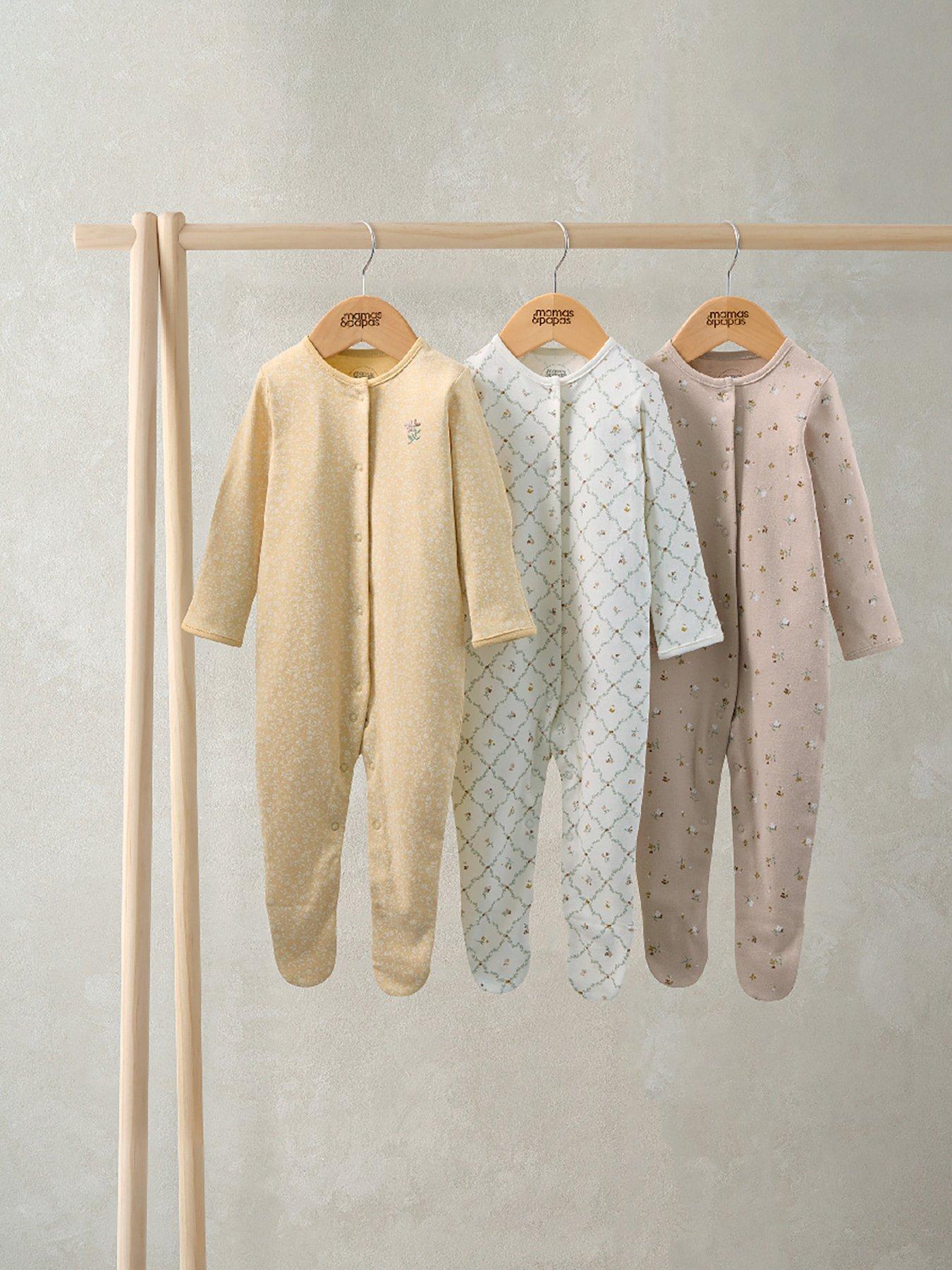 Mamas & Papas Baby Girls 3 Pack Heritage Sleepsuits - Multi
