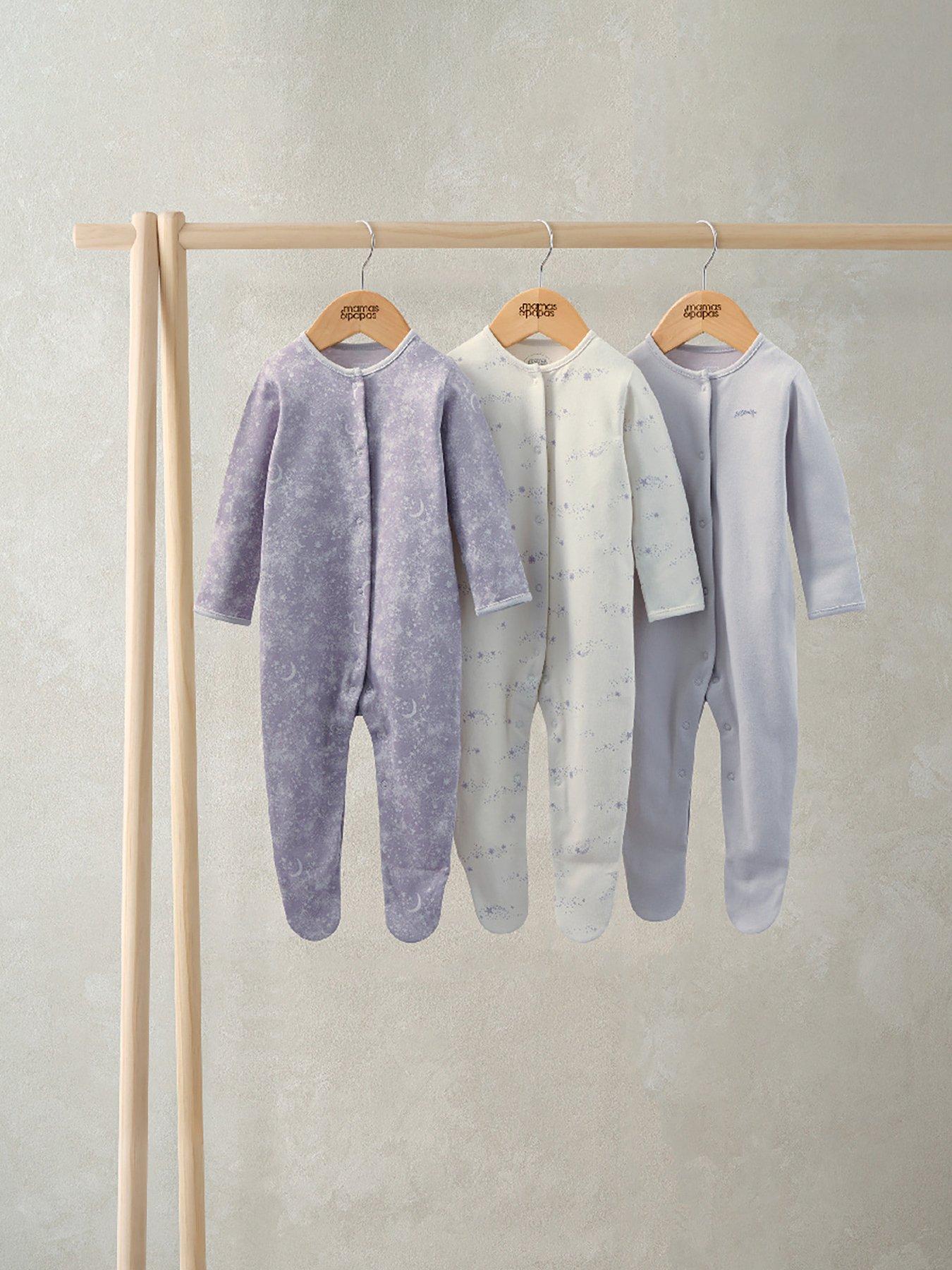 Mamas & Papas Baby Girls 3 Pack Mystical Stargazing Sleepsuits - Grey