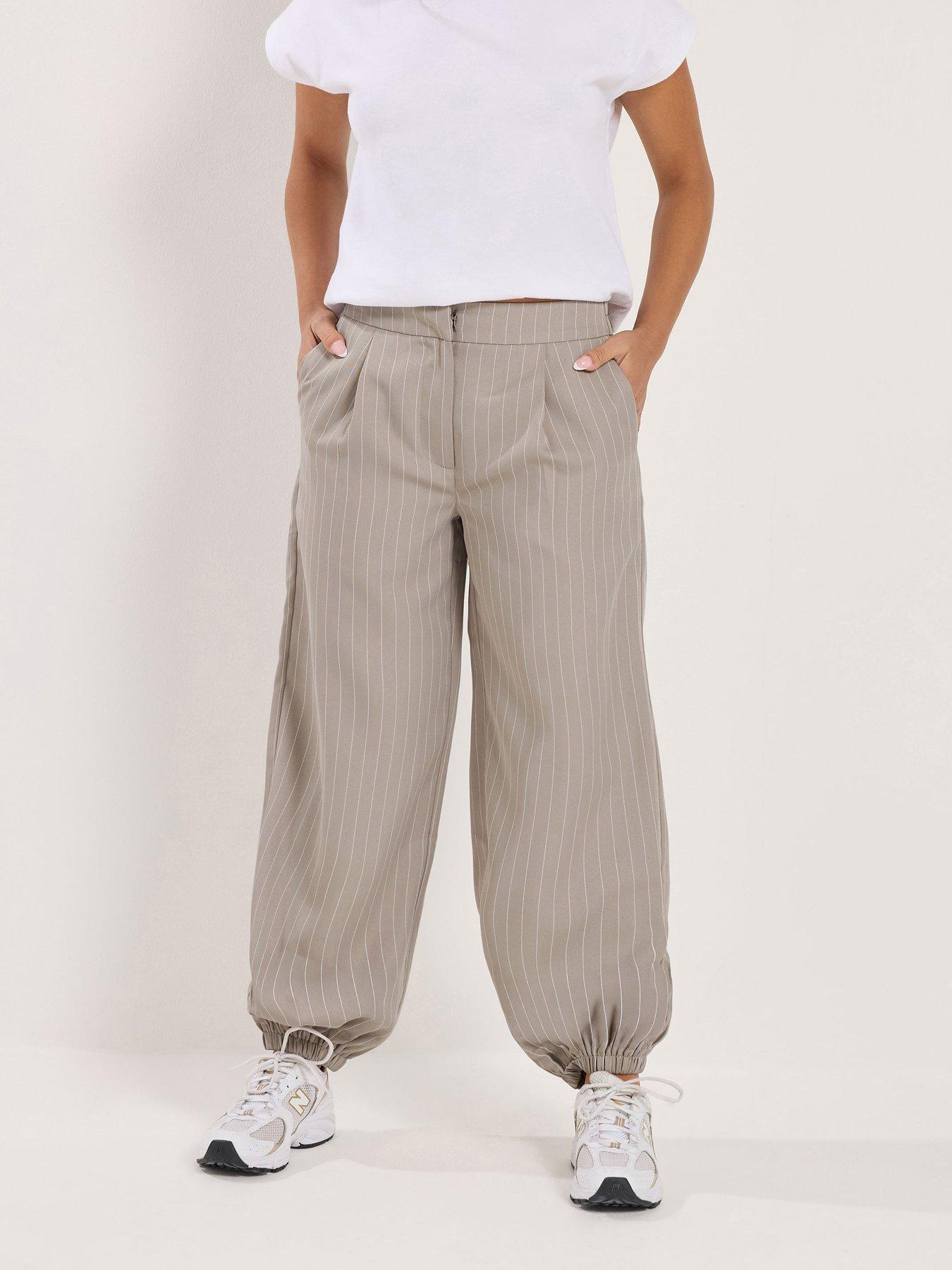 PixieGirl Petite Balloon Pinstripe Trouser - Grey