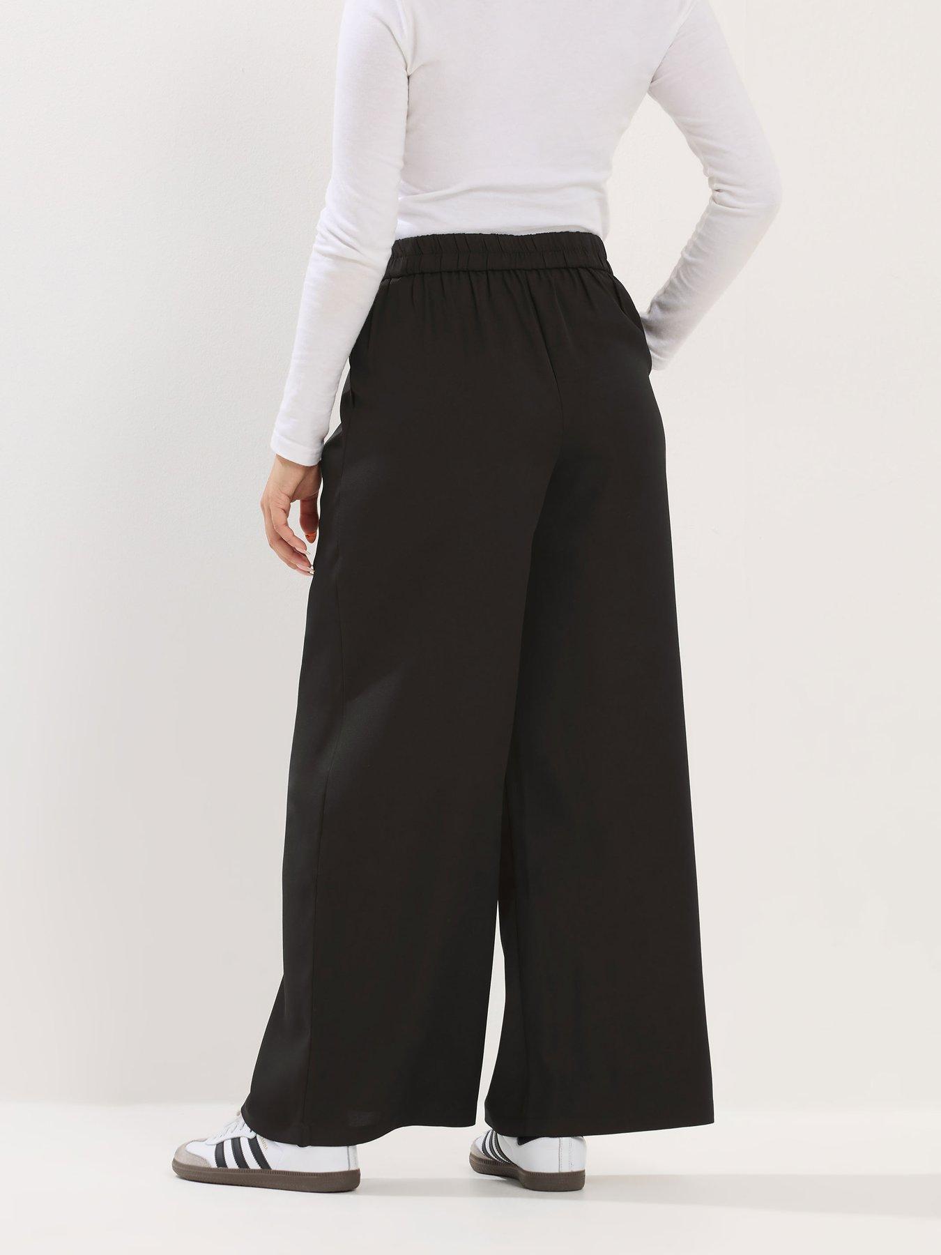 Image 2 of 5 of PixieGirl Petite Self Belt Buckle Wide Leg Trouser - Black