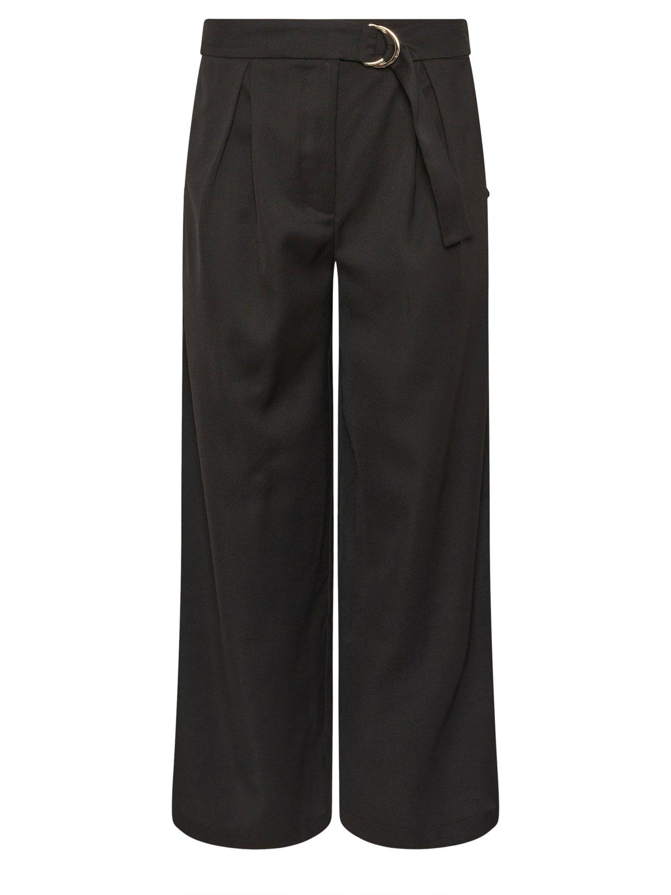 Image 5 of 5 of PixieGirl Petite Self Belt Buckle Wide Leg Trouser - Black