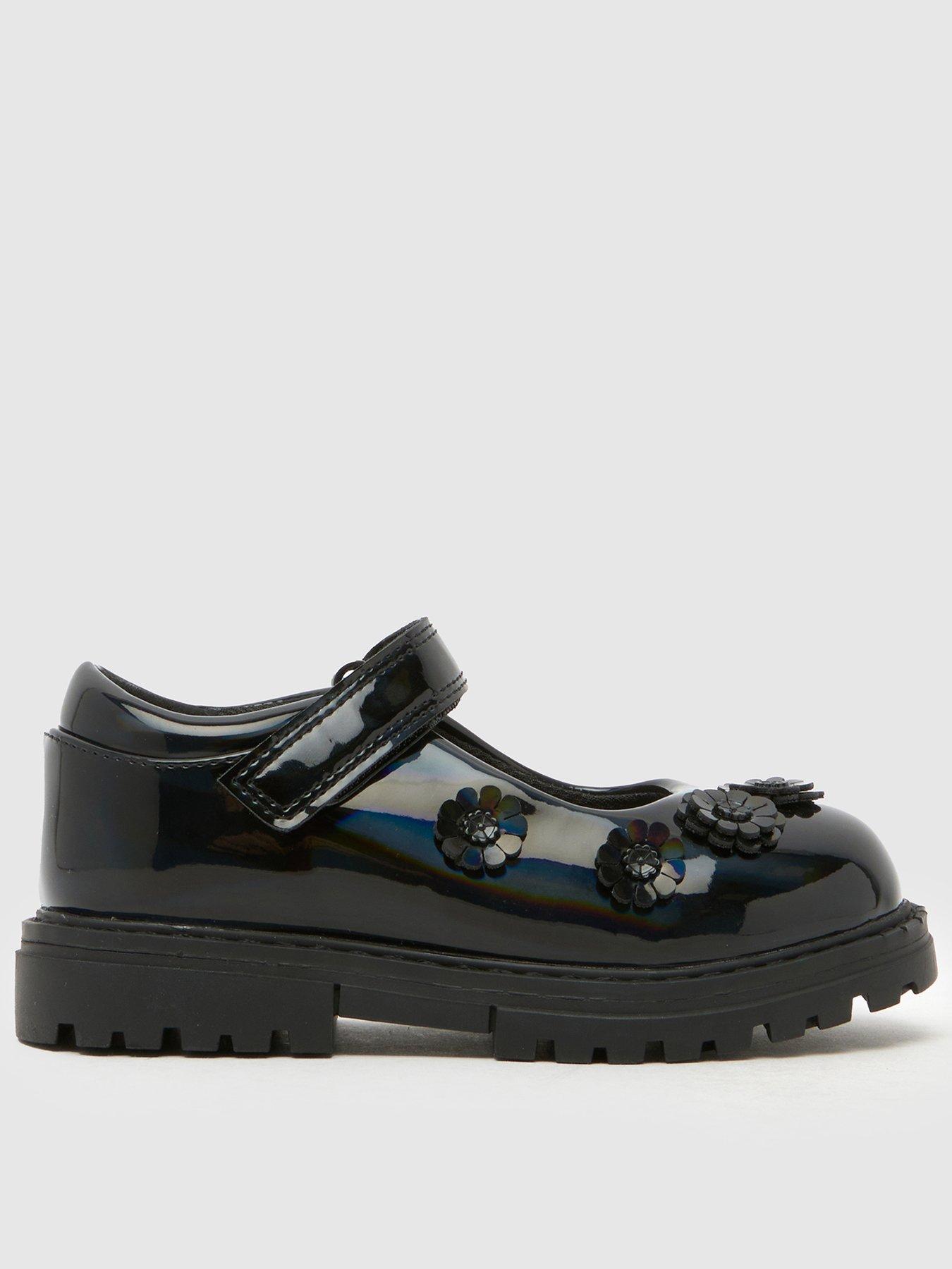 Schuh Toddler Luscious Patent Flower Mary Jane Shoe - Black