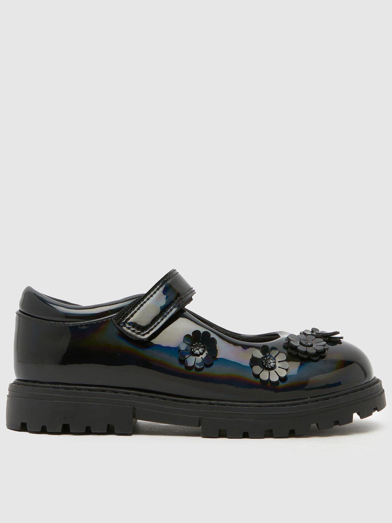 Image 1 of 4 of Schuh Junior Luscious Patent Flower Mary Jane Shoe - Black