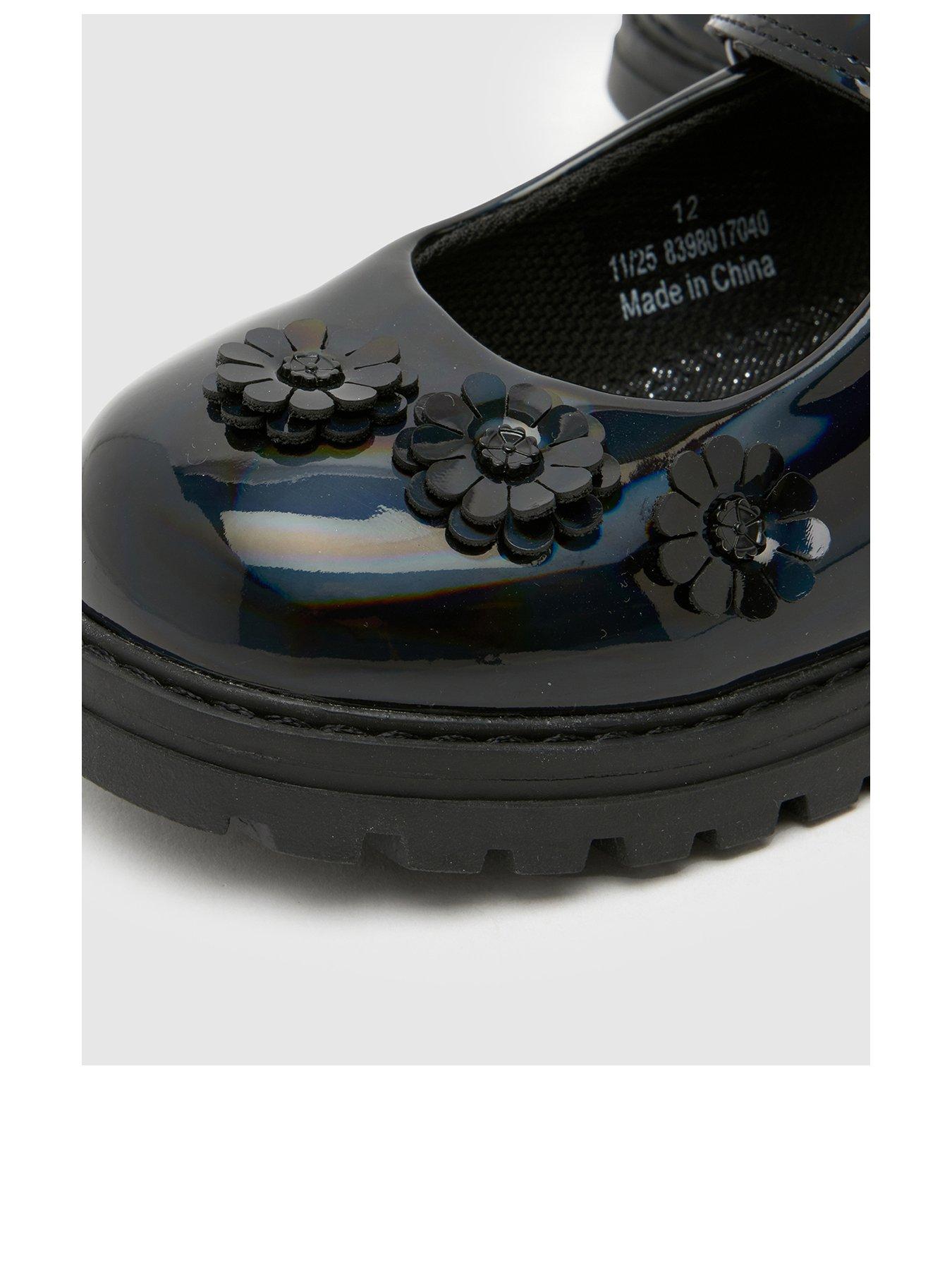 Image 3 of 4 of Schuh Junior Luscious Patent Flower Mary Jane Shoe - Black