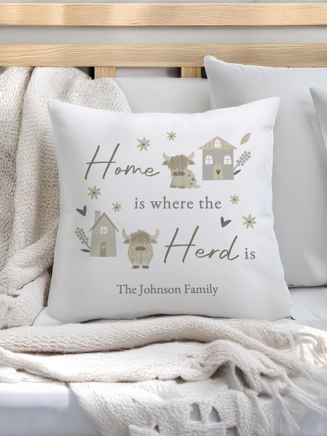 The Personalised Memento Company Personalised Highland Cow Cushion