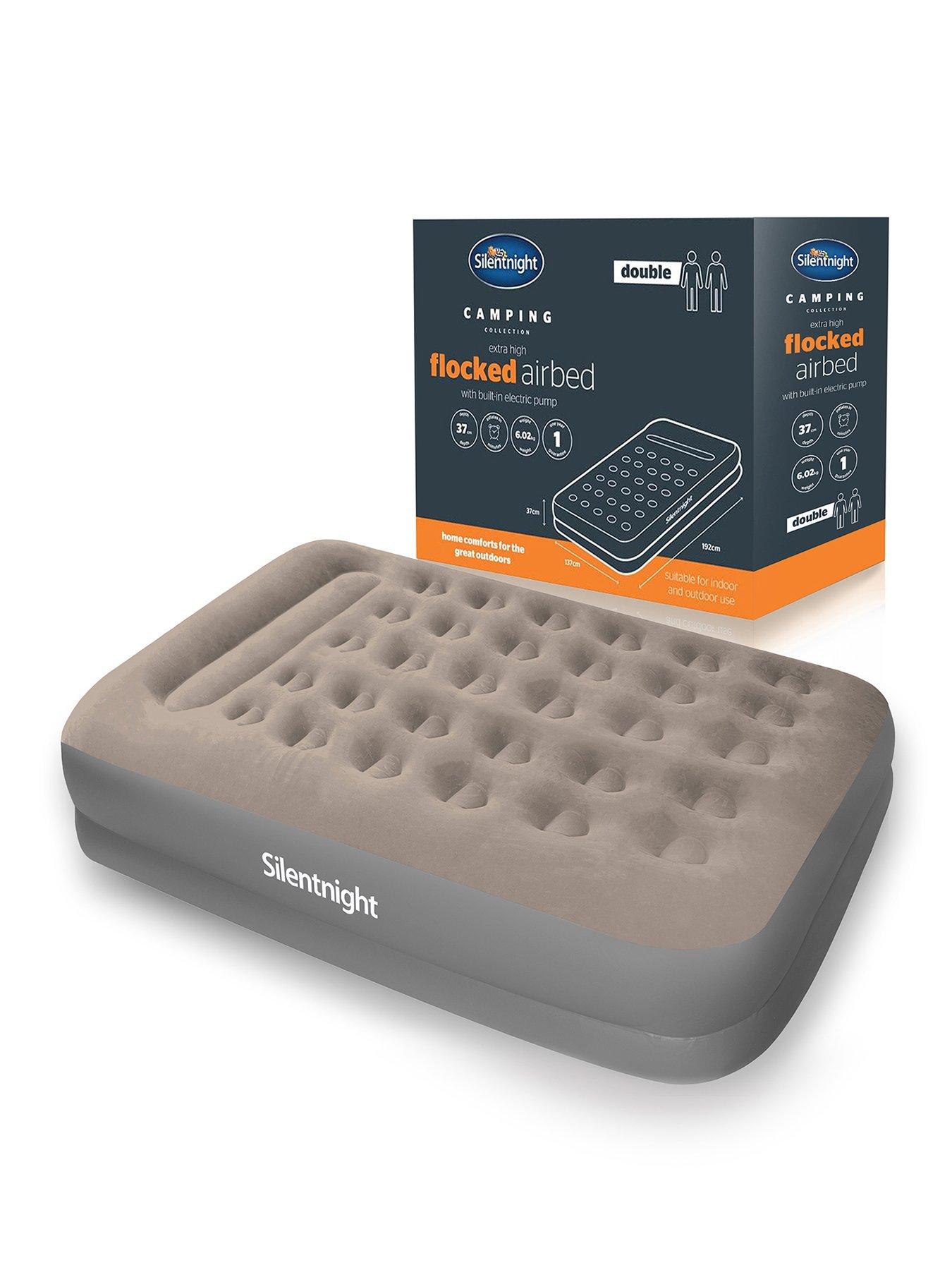 Silentnight Camping Collection Flock Double Airbed with Electric Pump - Grey